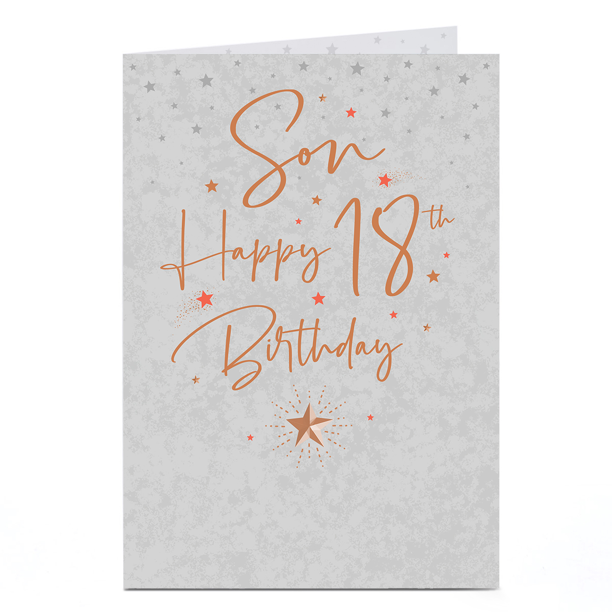 18th Birthday Card - Silver Stars and Gold Script, Son