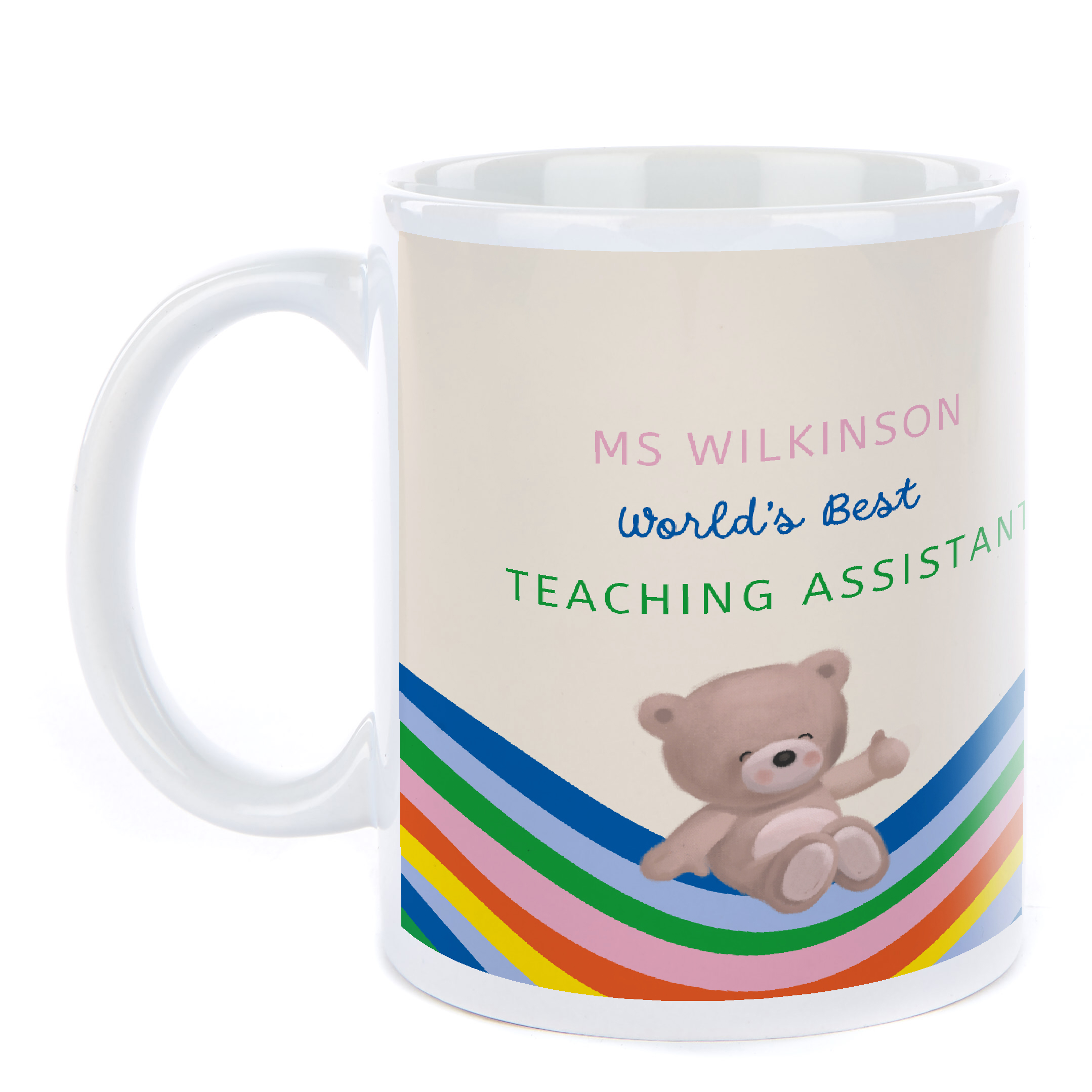 Image of Personalised Hugs Thank You Teacher Mug - Rainbow World's Best