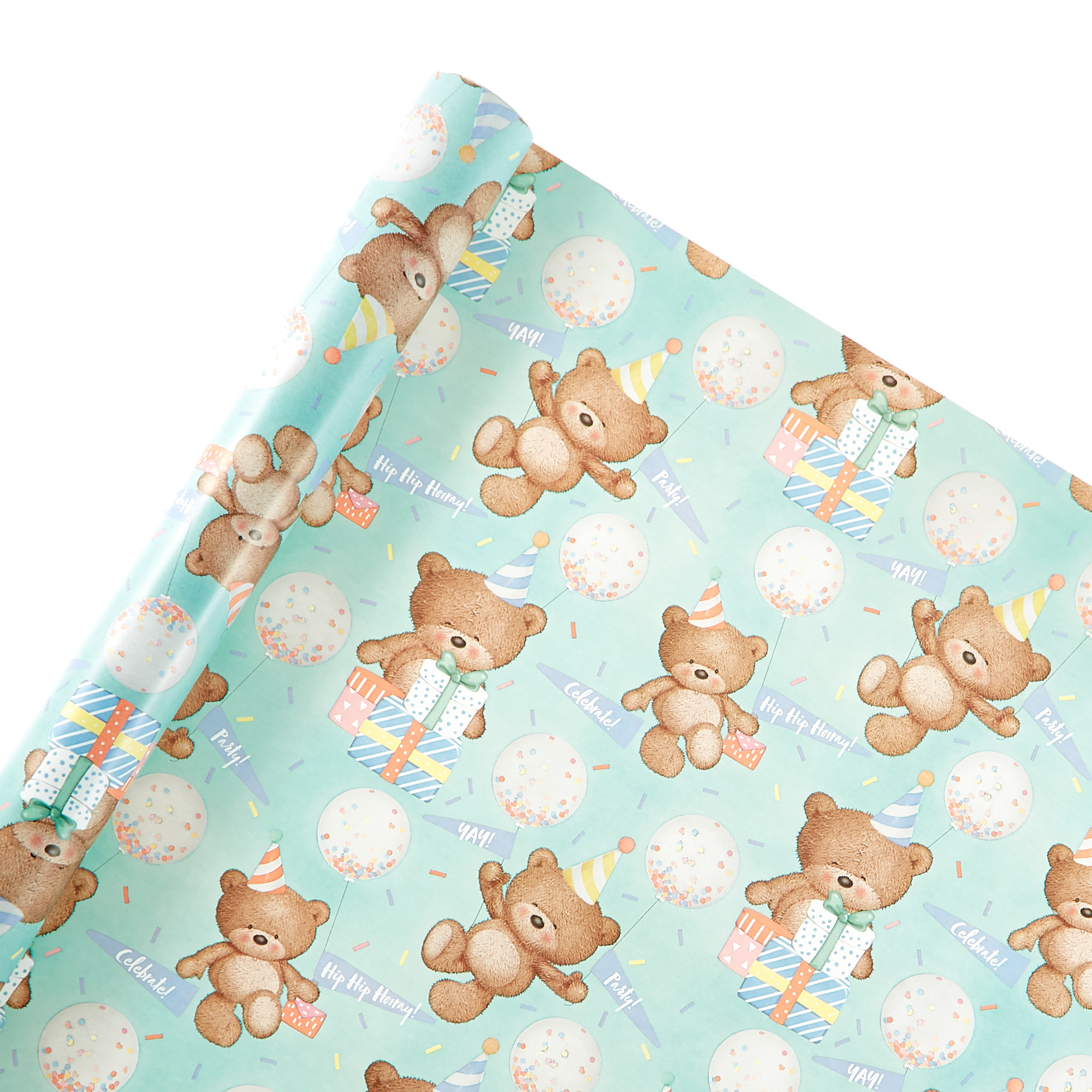 Mint Green Hugs Bear Wrapping Paper - 3 Metres 