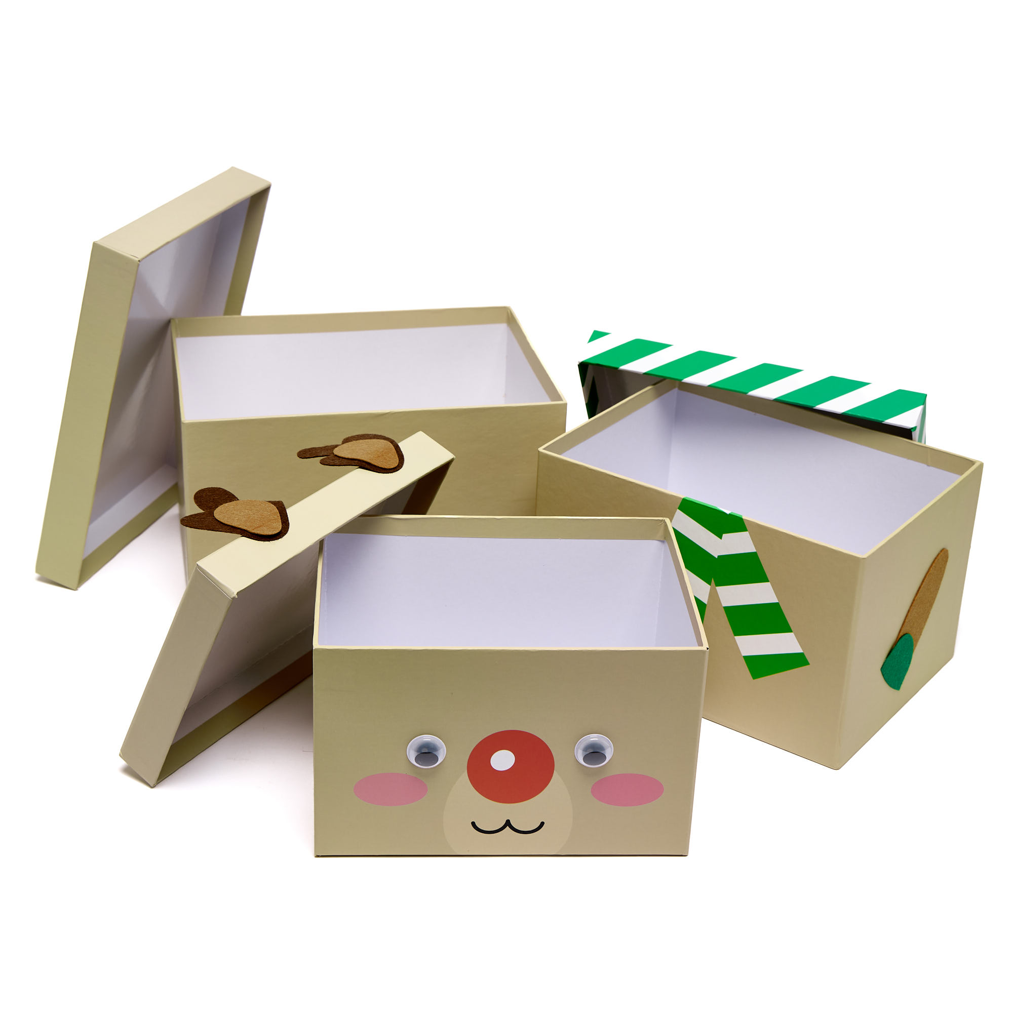 Reindeer Stacking Gift Boxes - Set of 3