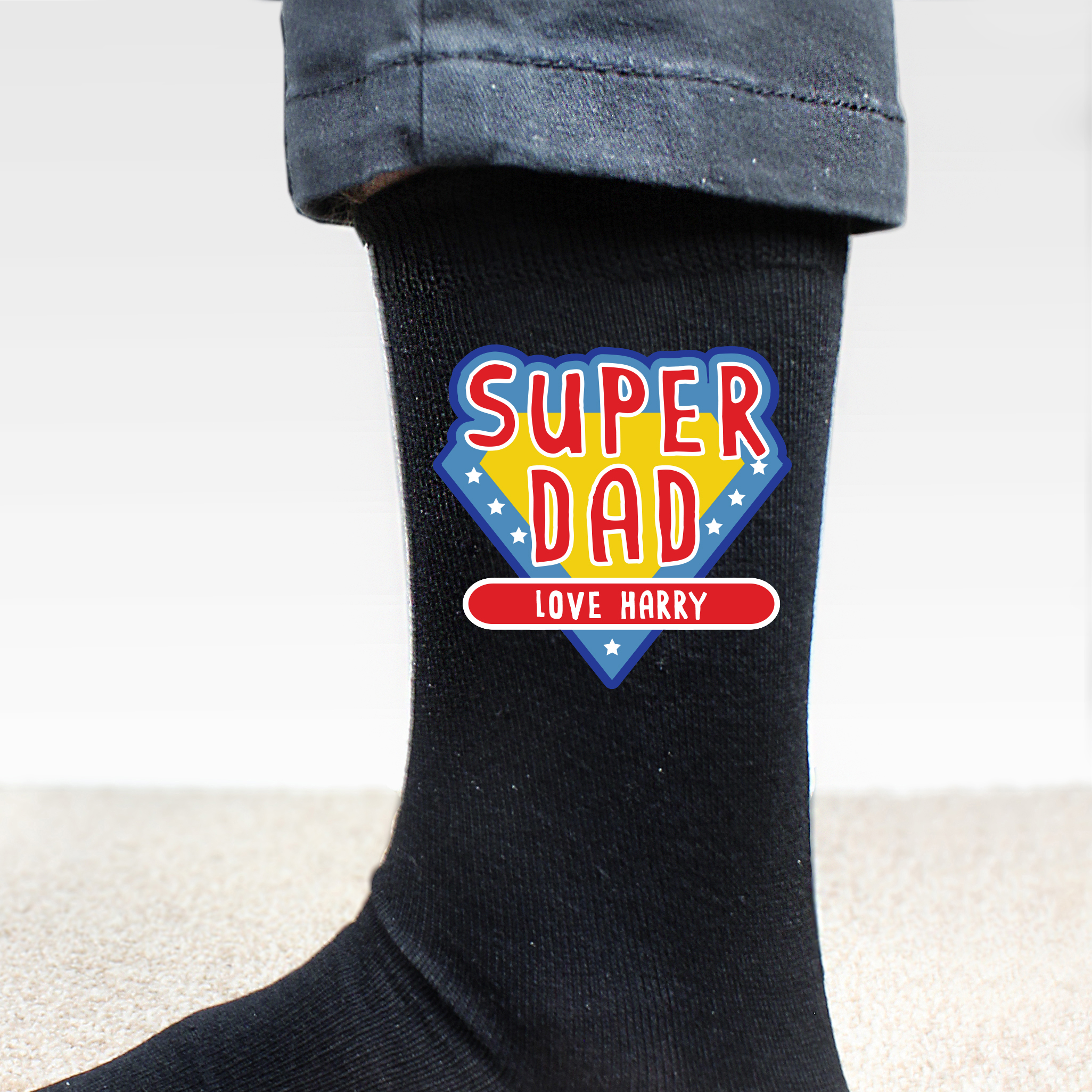 Personalised Super Dad Men's Socks