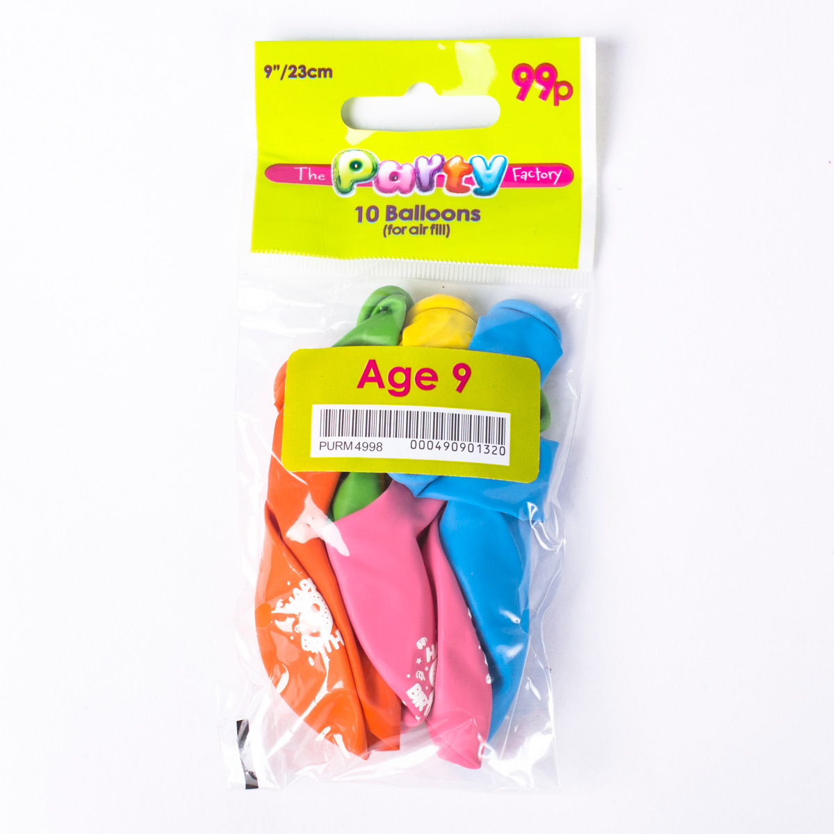 Multicoloured Age 9 Small Air-fill Latex Balloons, Pack Of 10