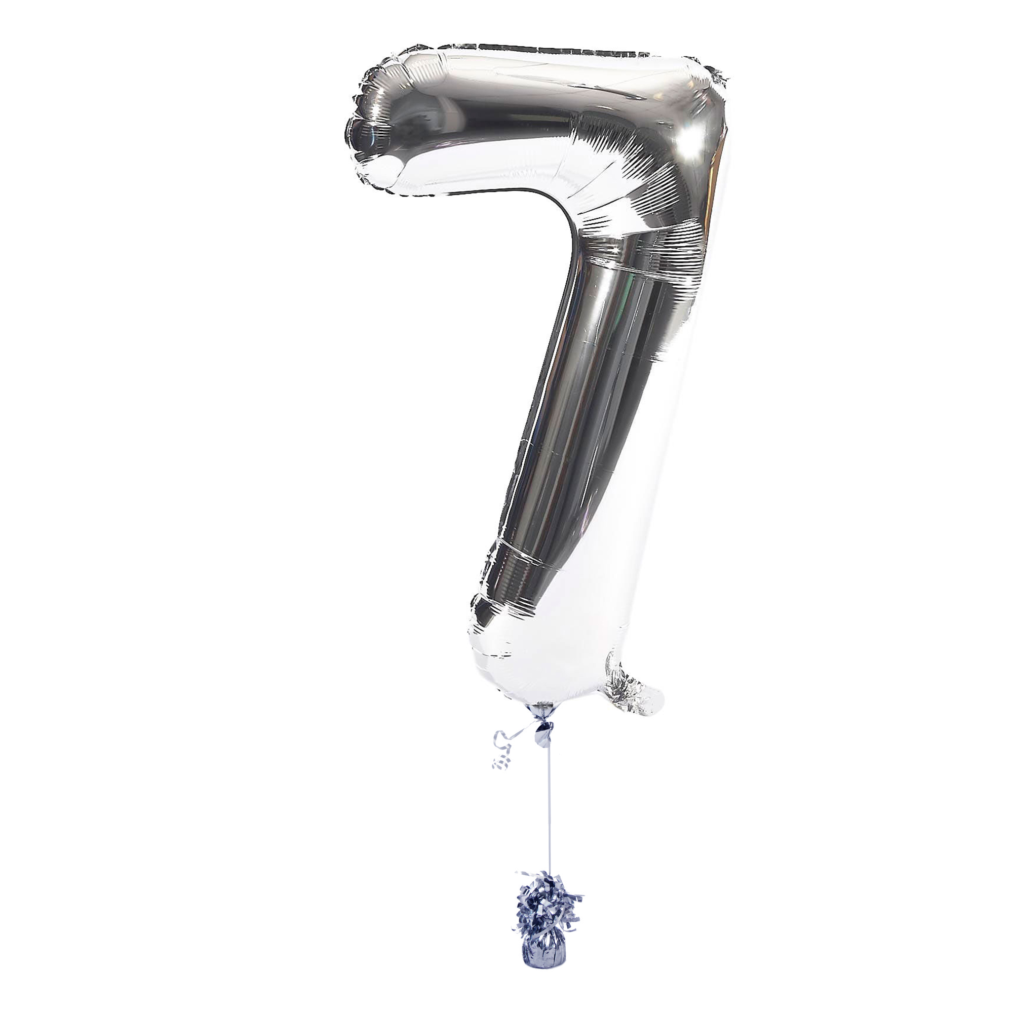 Large Silver Number 7 Inflated Balloon Arrangement 