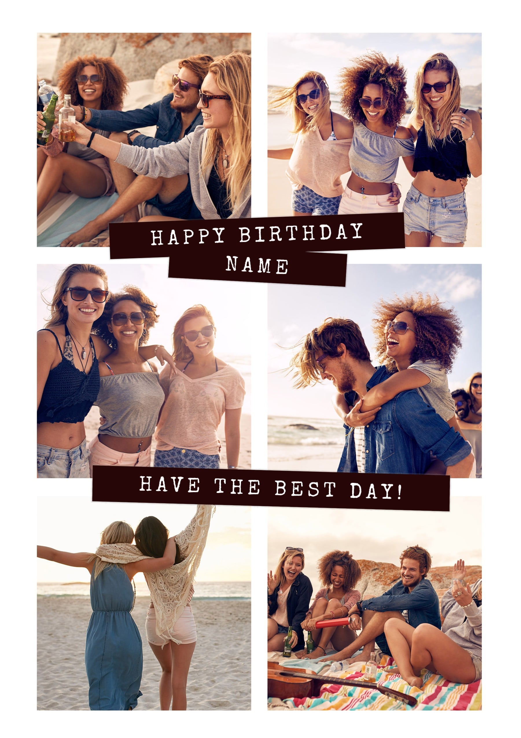 Photo Birthday Card - 6 Photos with Editable Text