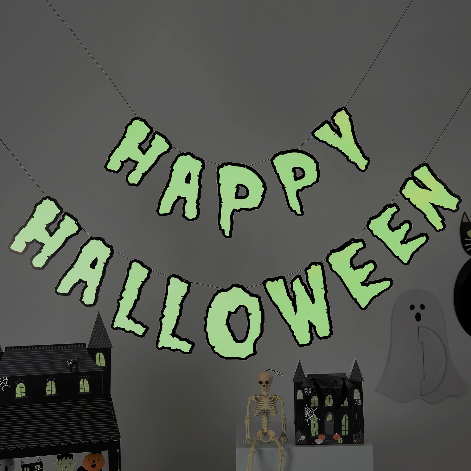Glow In The Dark Happy Halloween Card Banner 2m