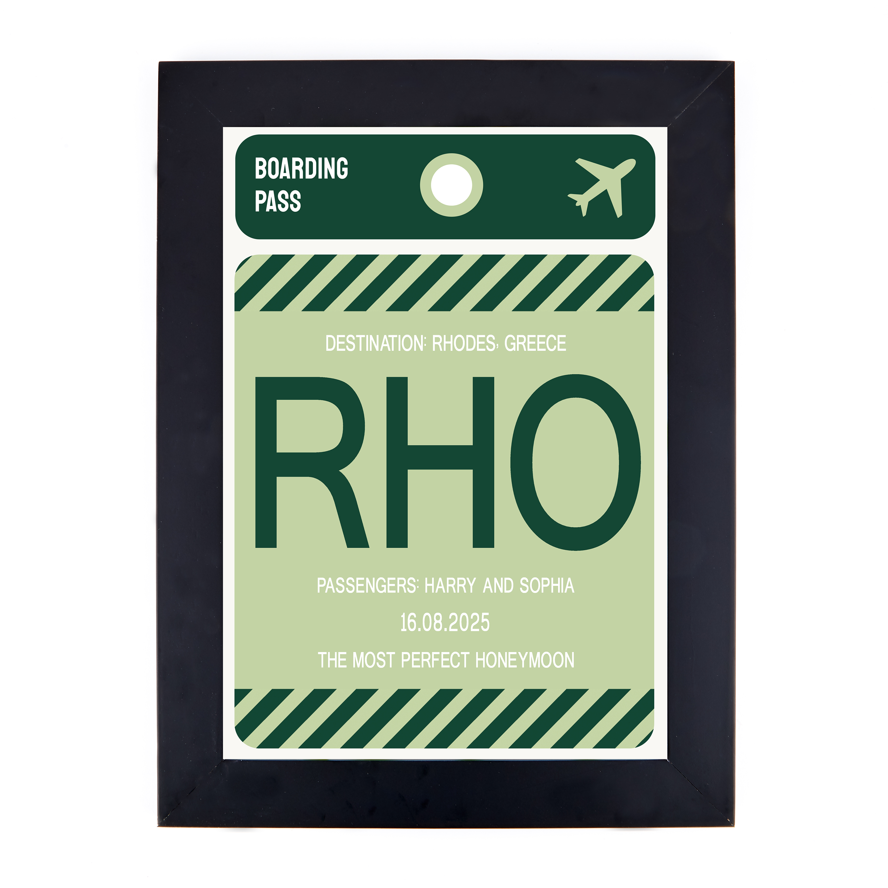 Personalised Wall Art - Green Boarding Pass