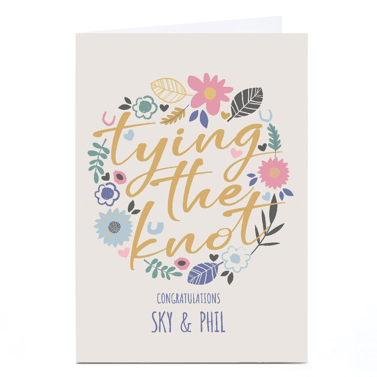 Personalised Bev Hopwood Wedding Card - Tying The Knot Florals