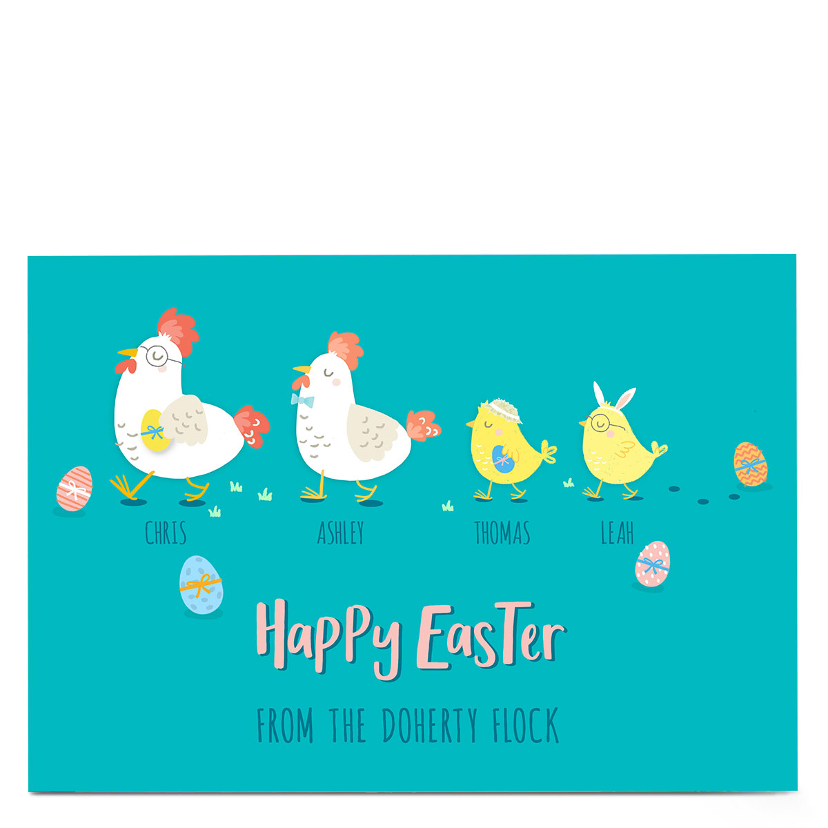 Personalised Easter Card - Family Of 4