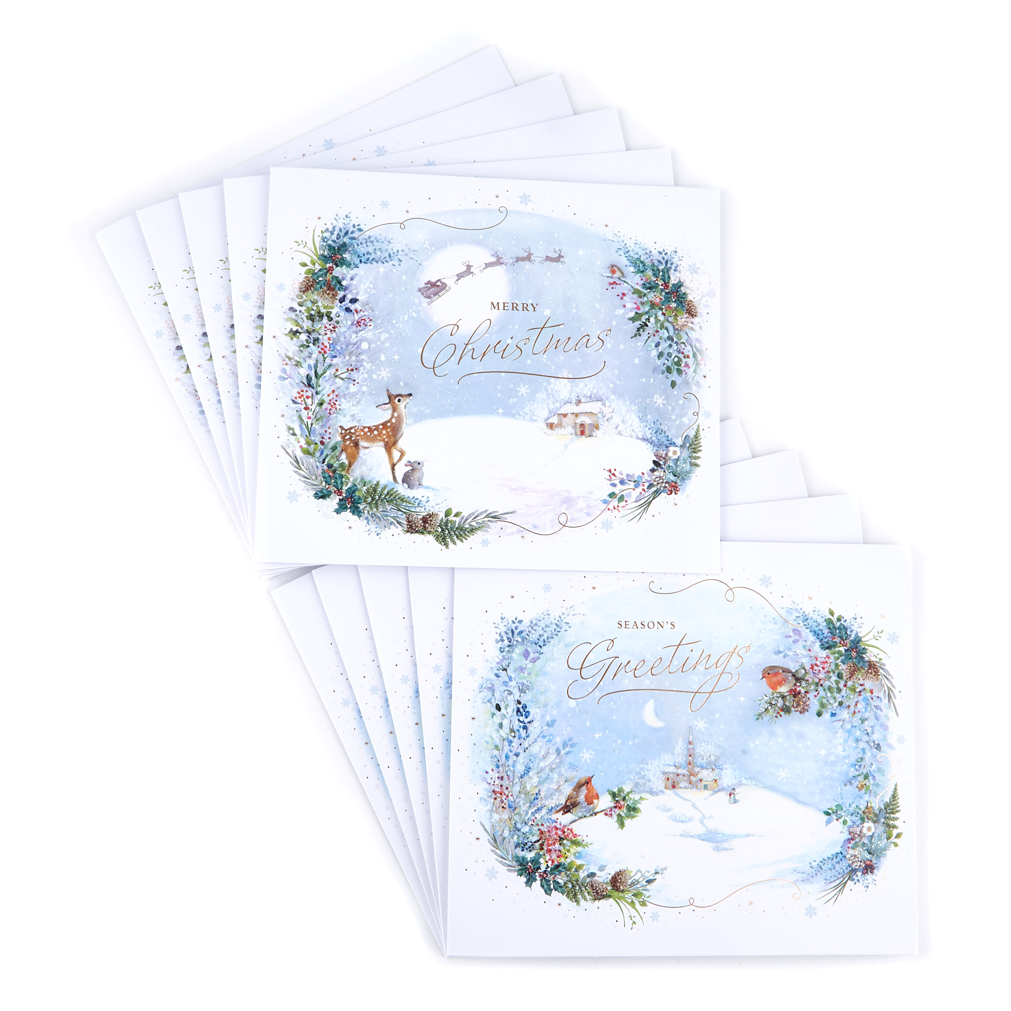 Deluxe Boxed Christmas Cards - Snowy Scenes (Pack Of 12) 