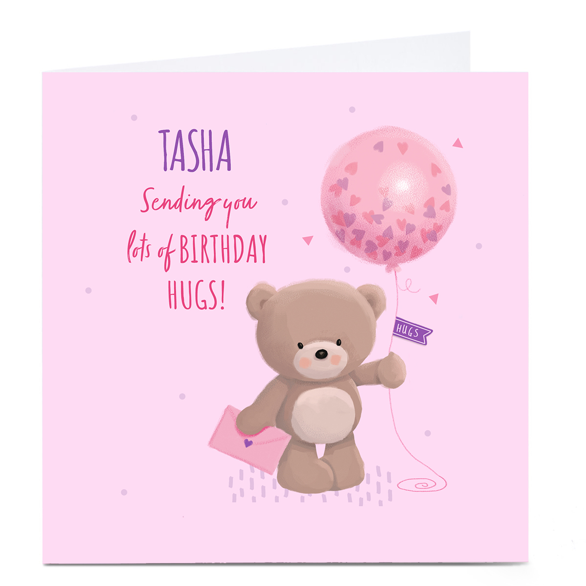 Personalised Charity Hugs Bear Birthday Card - Lots Of Birthday Hugs
