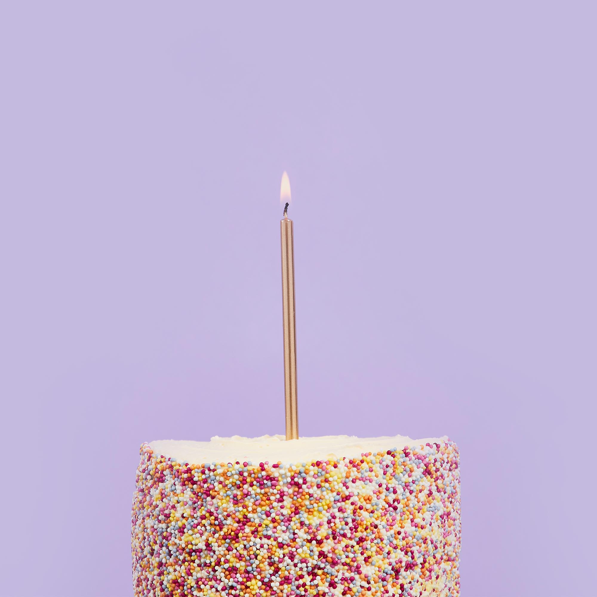 Gold Skinny Cake Candles - Pack of 12