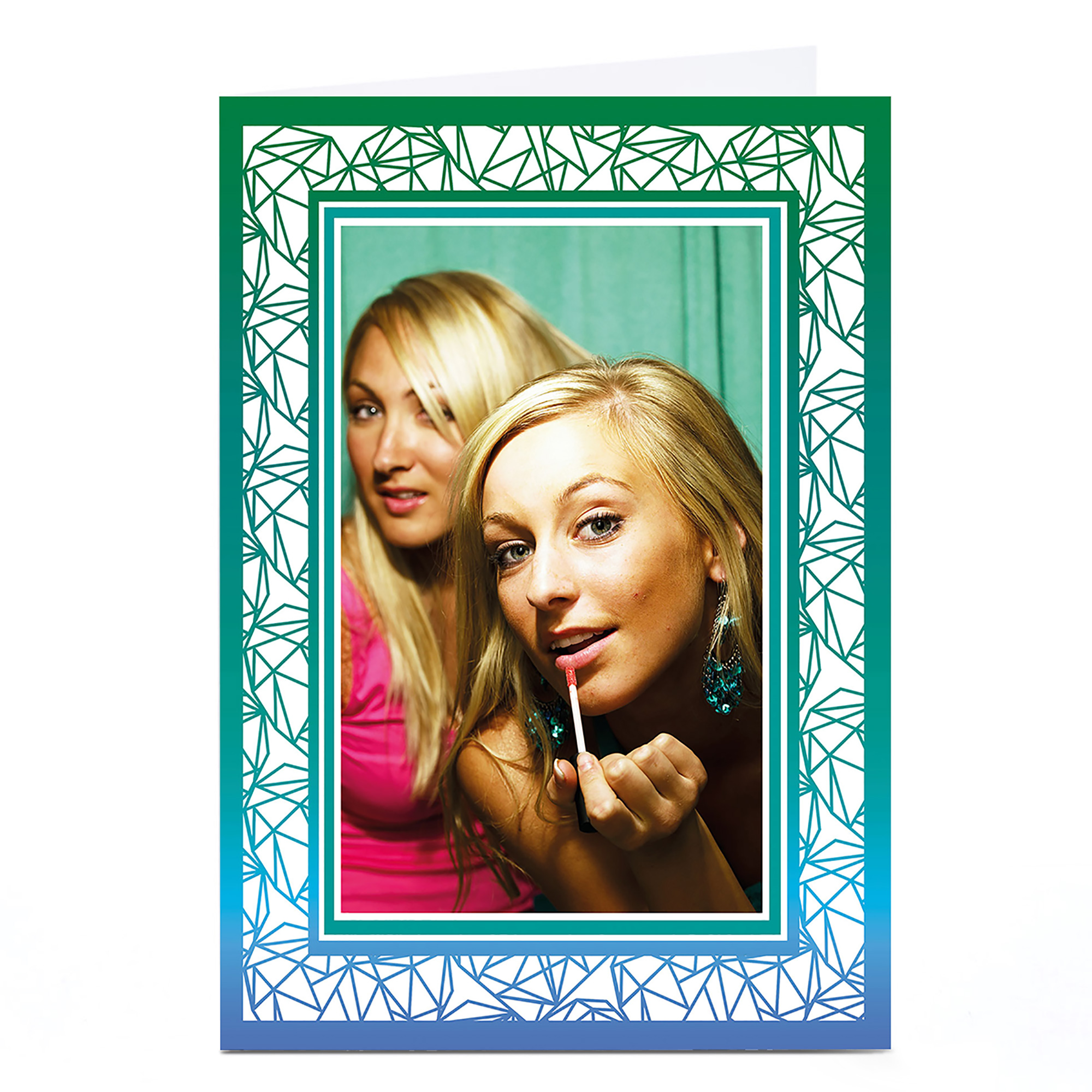 Photo Card - Green And Blue Geometric Frame