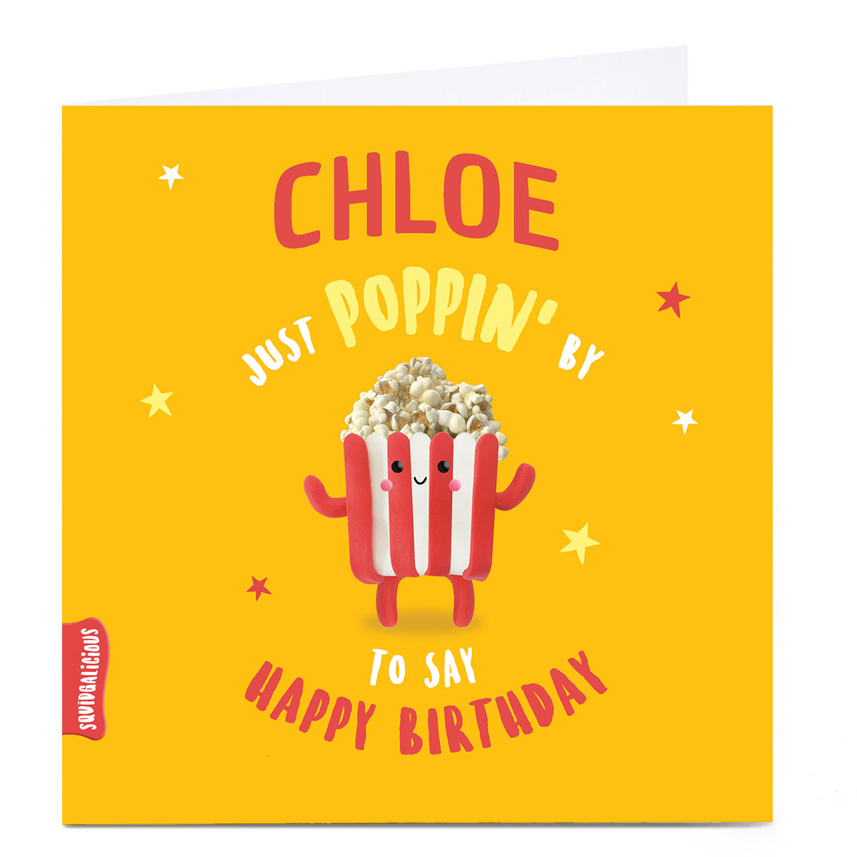 Personalised Squidgalicious Birthday Card - Just Poppin' By 