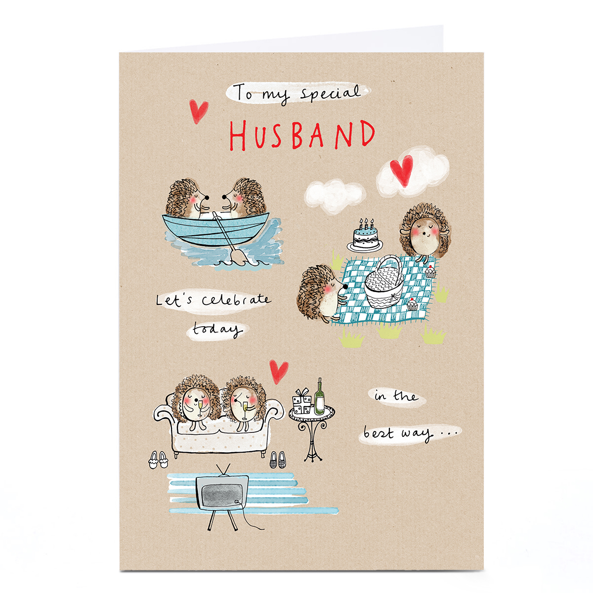 Birthday Card - Just You and Me Hedgehogs, Husband