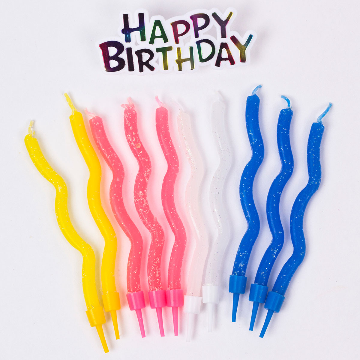 Glitter Wiggle Birthday Candle Set - Pack Of 10
