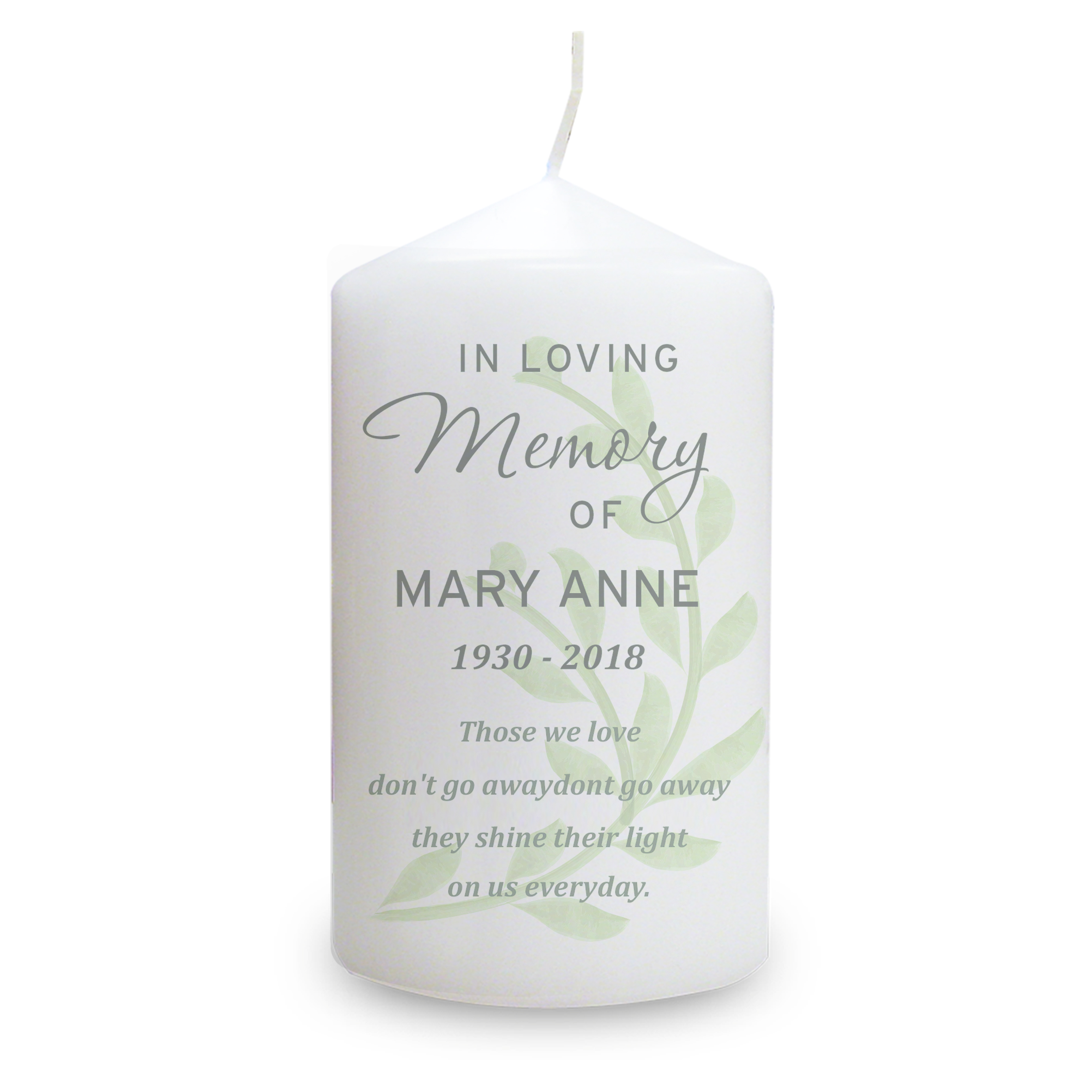 Personalised Memorial Candle - In Loving Memory