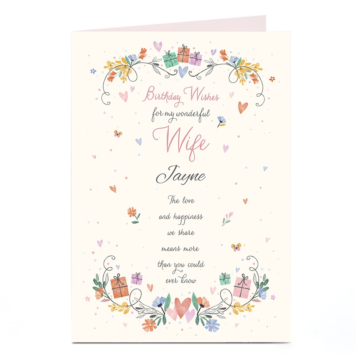 Personalised Birthday Card - Wife Love & Happiness