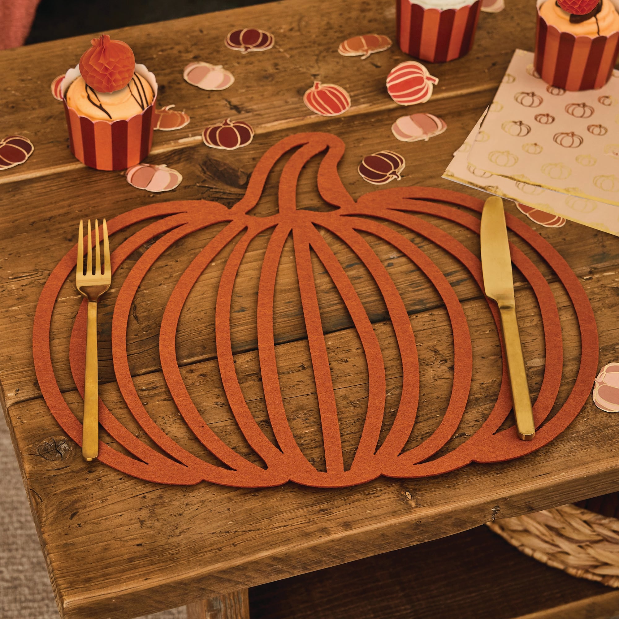 Pumpkin Felt Place Mats - Pack of 4