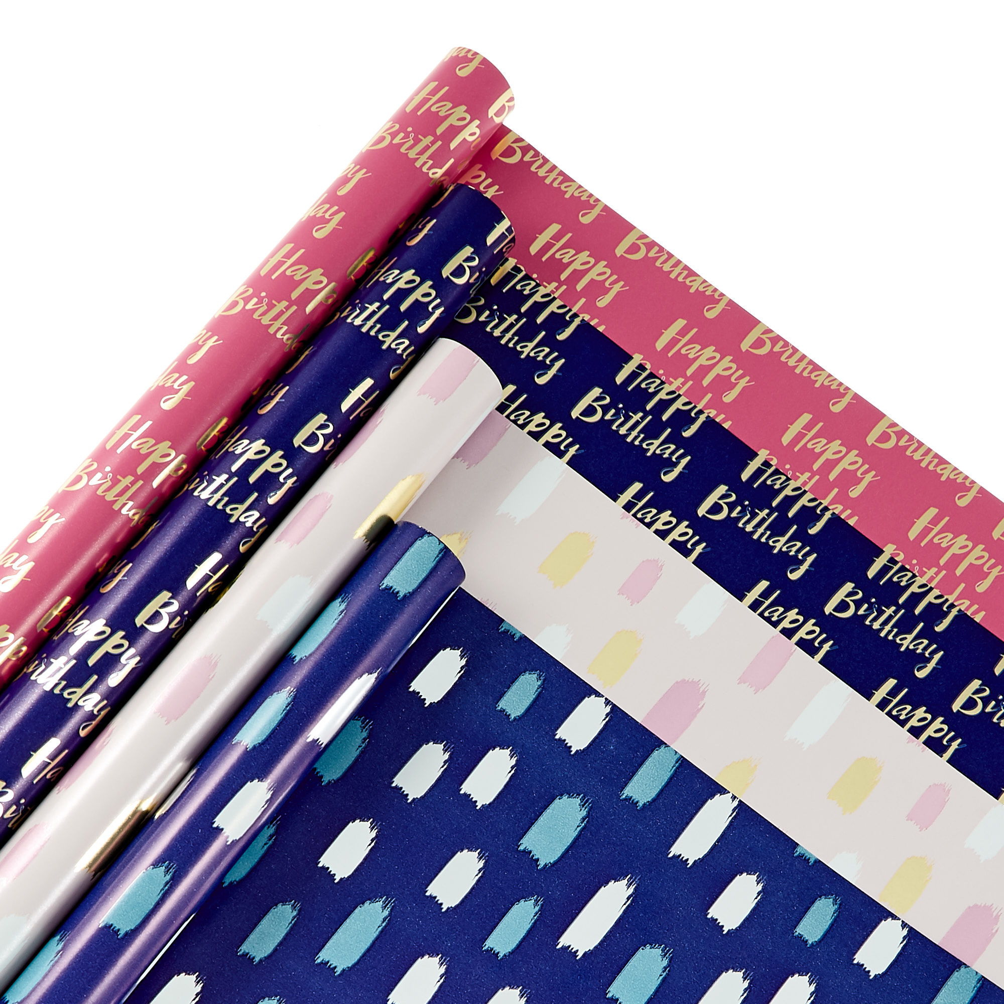 Male & Female Birthday Gift Wrap Bundle - 4 Rolls