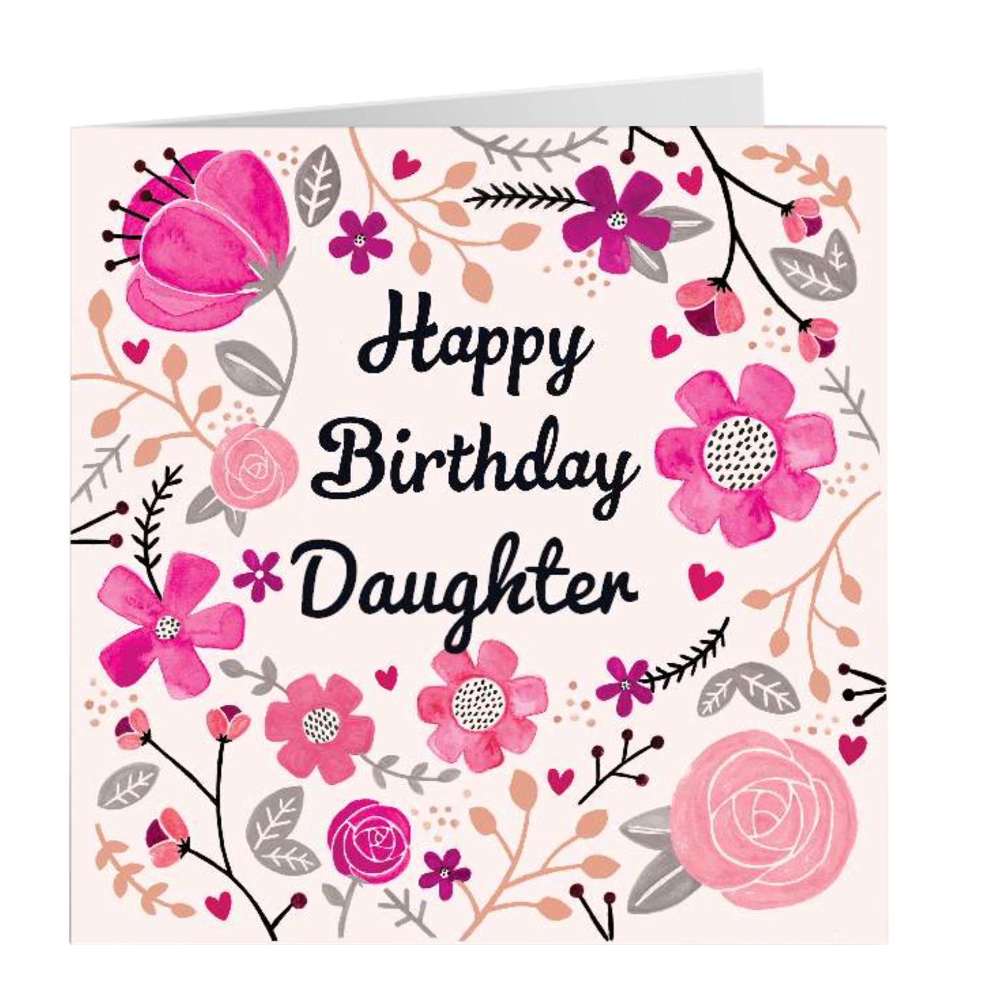 Personalised Birthday Card - Pretty Pink Flowers, Daughter
