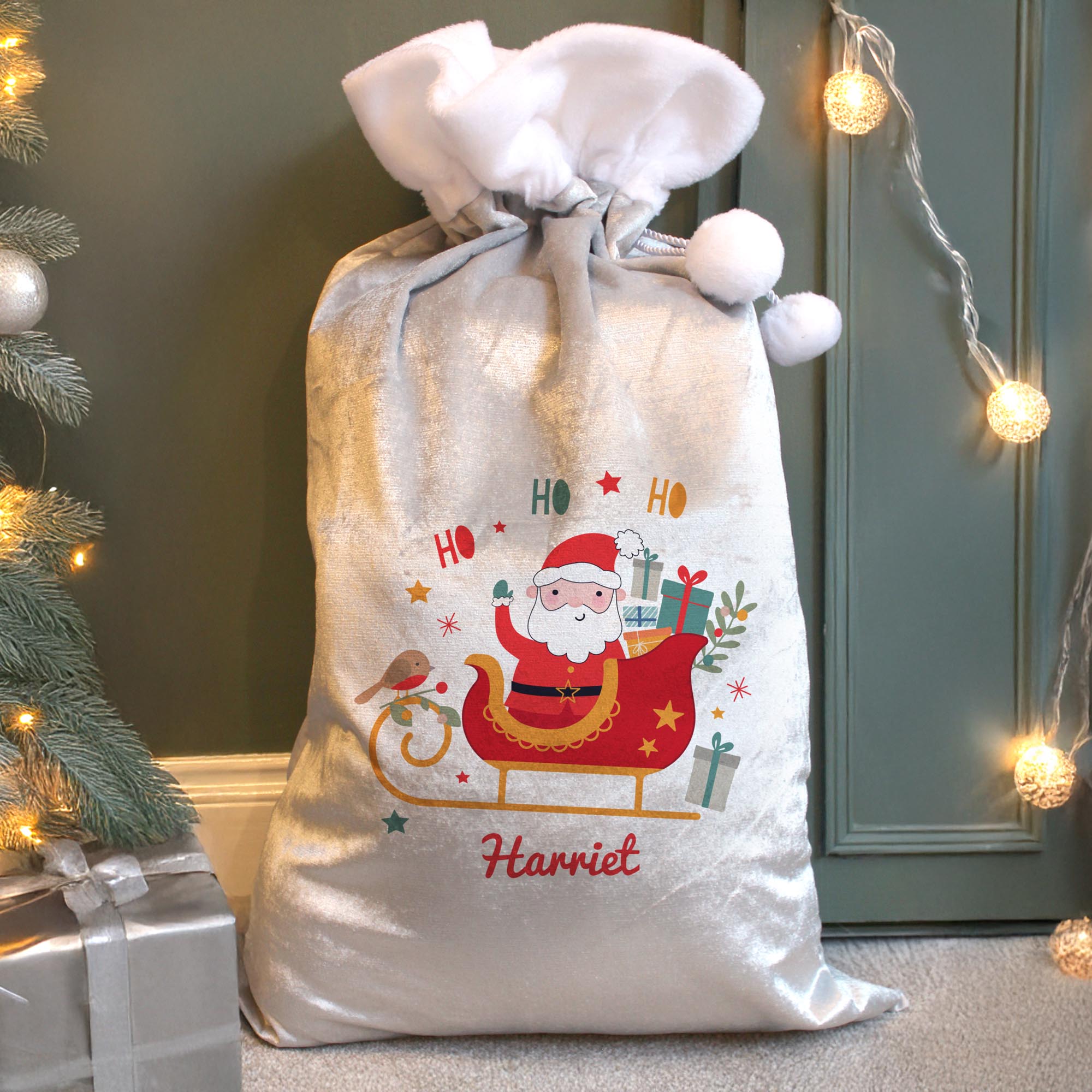 Personalised Santa Sleigh Christmas Sack,  Personalised Santa Sleigh Christmas Sack