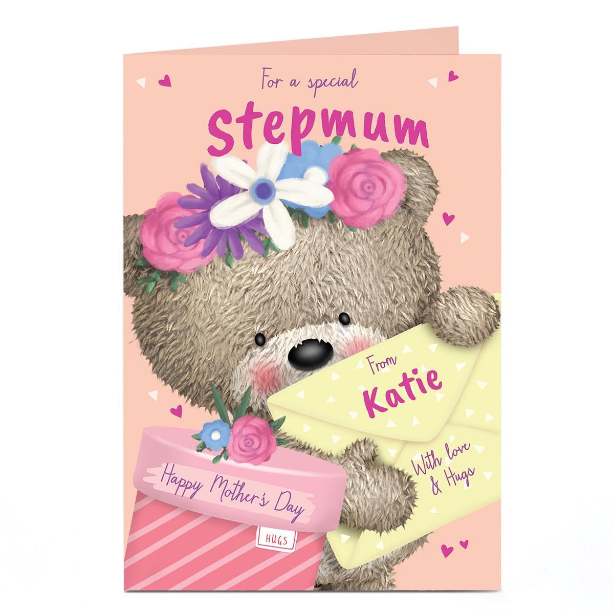 Personalised Hugs Bear Mother's Day Card - With Love