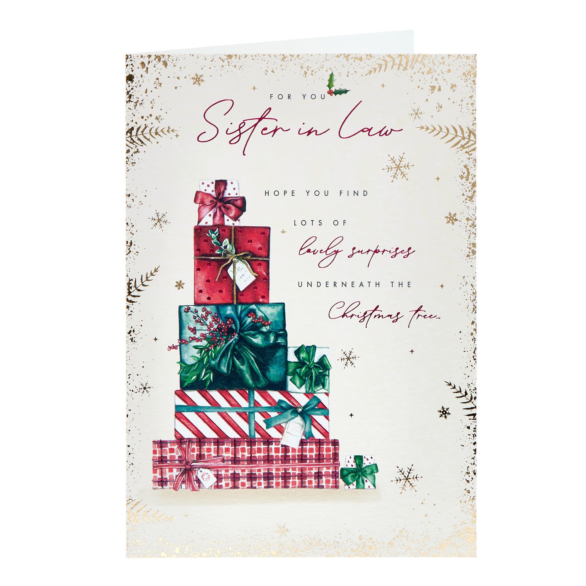Sister In Law Pile of Presents Christmas Card