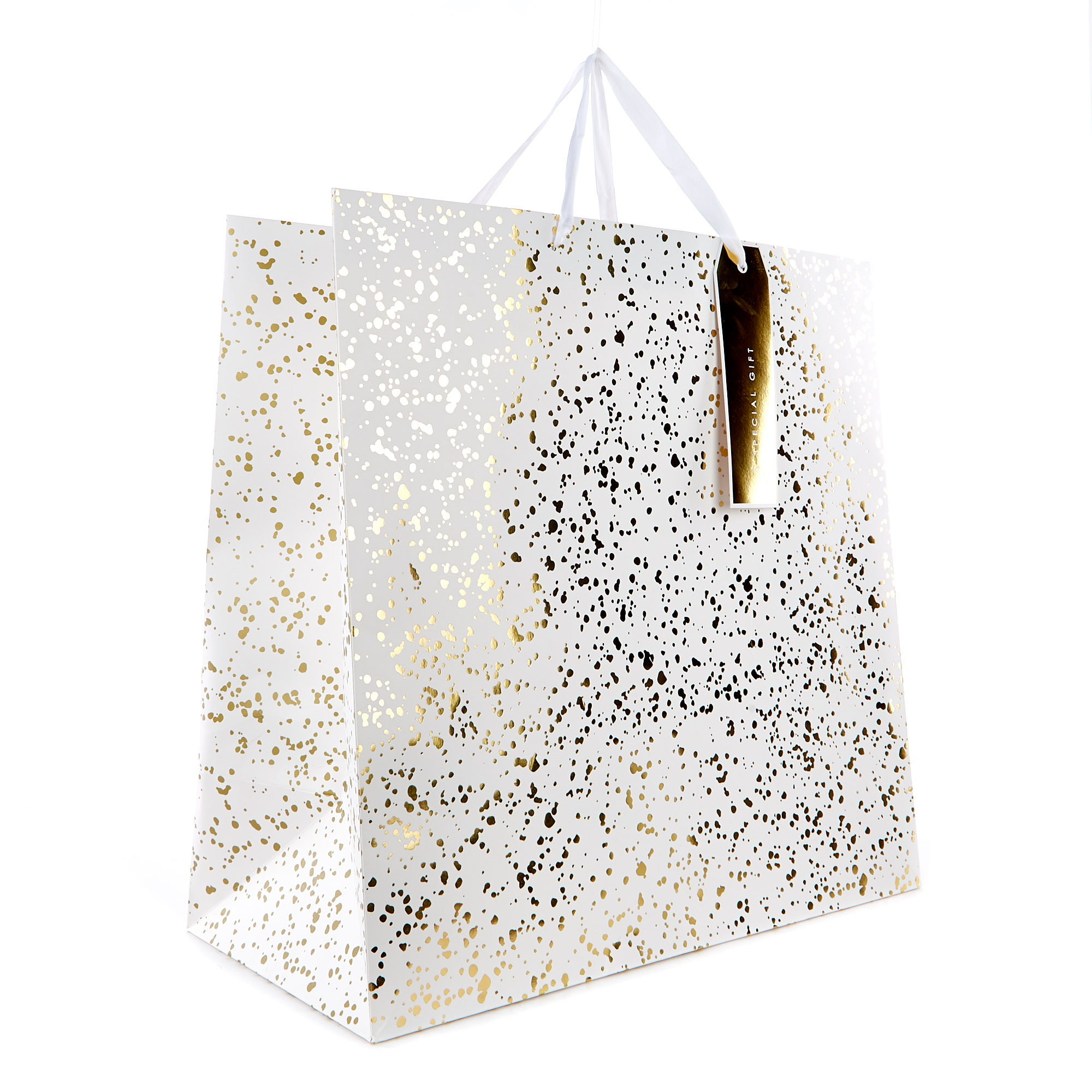 Extra Large Square Mother's Day Gift Bag - Gold Speckles