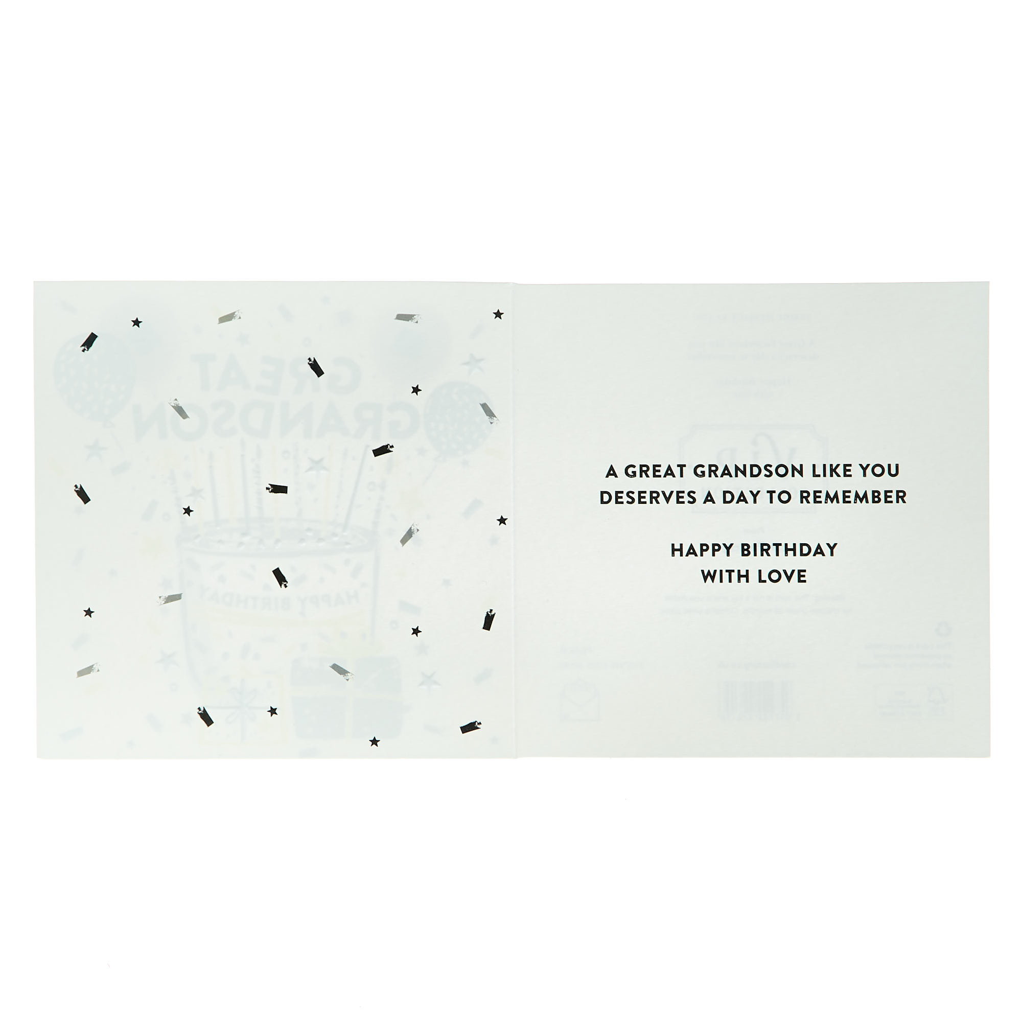 Great Grandson Black & Yellow Balloons Birthday Card