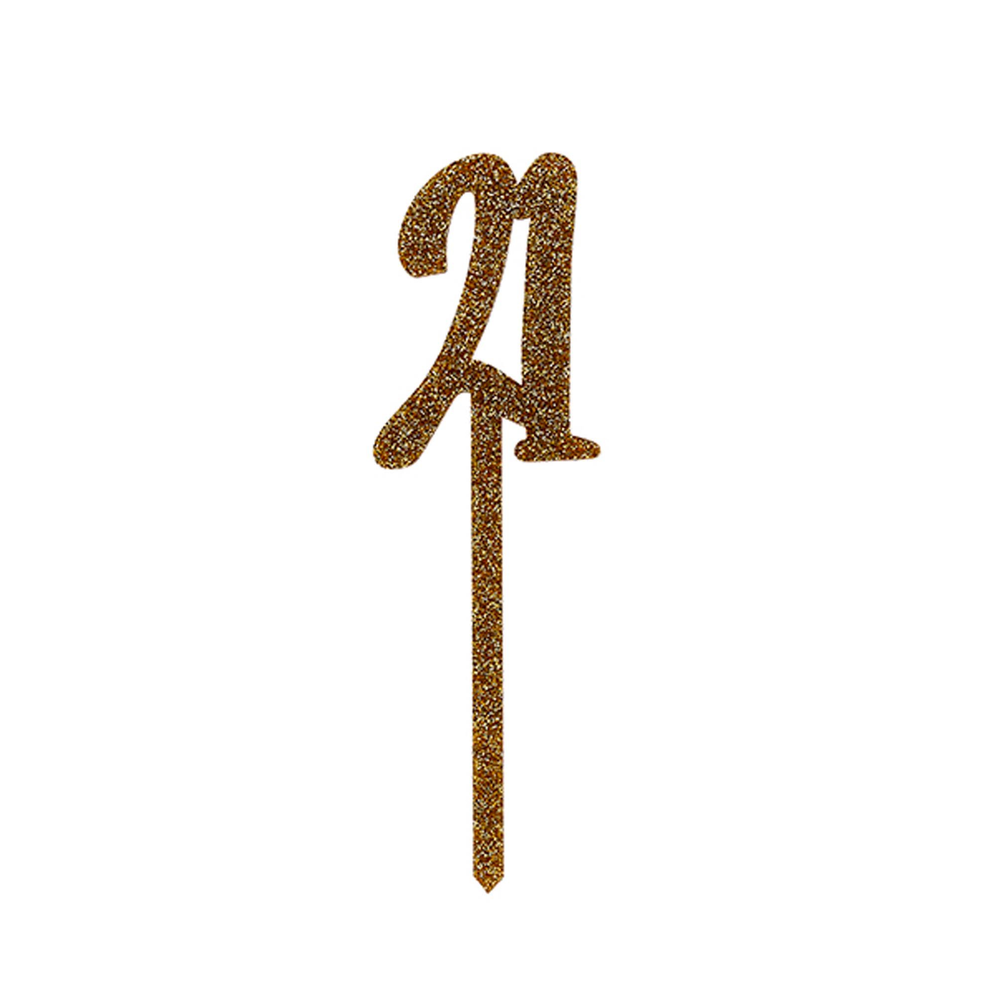 Metallic 21 Glitter Acrylic Cake Topper (3 Colour Options)