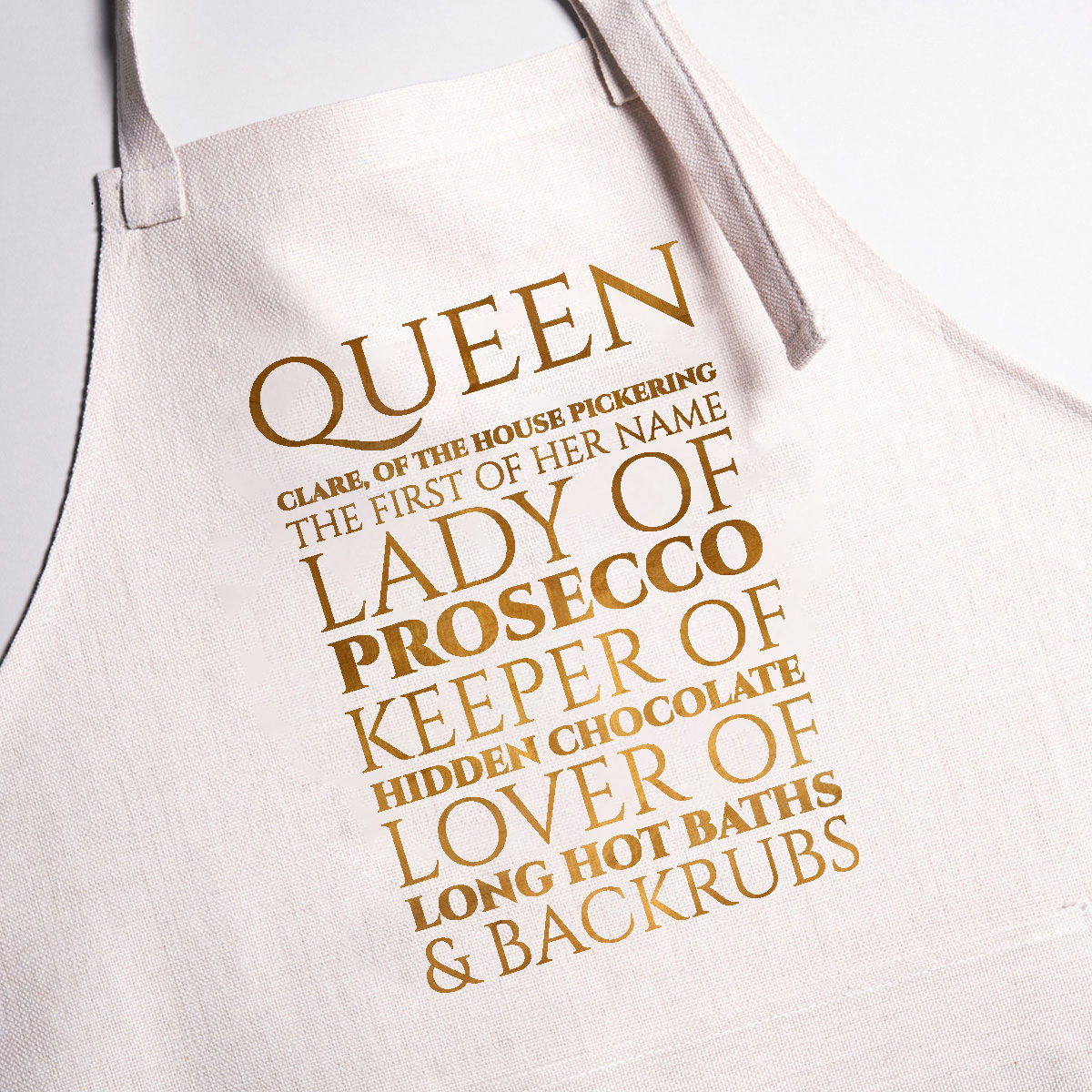 Personalised Apron - Queen, Lady, Keeper, Lover