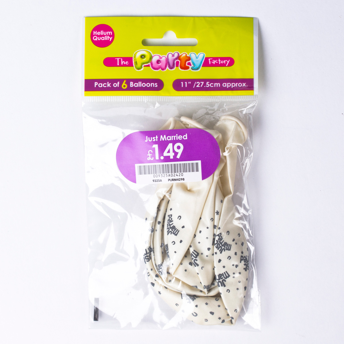 Metallic White Wedding Latex Balloons - Pack Of 6