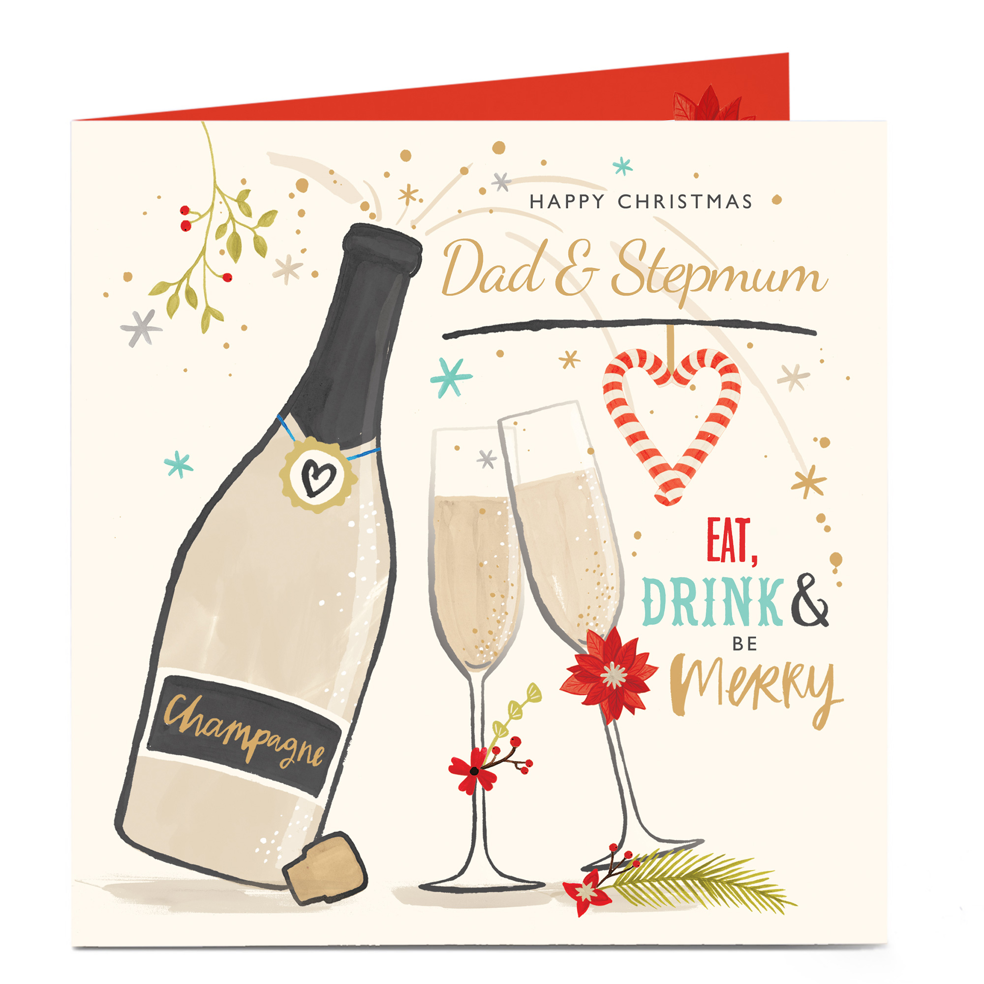 Personalised Christmas Card - Be Merry! Dad and Stepmum