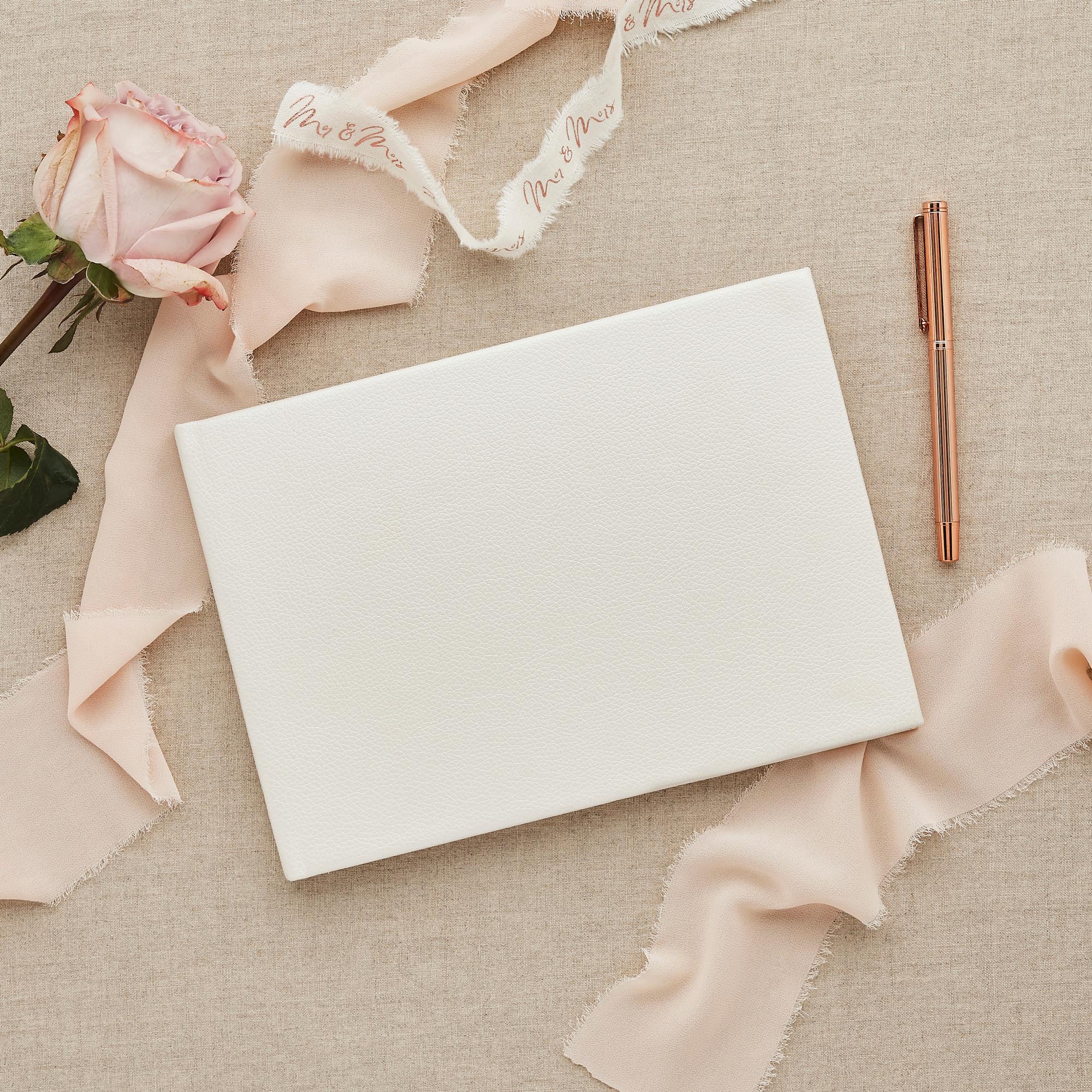 Ivory Faux Leather 50-Page Guest Book