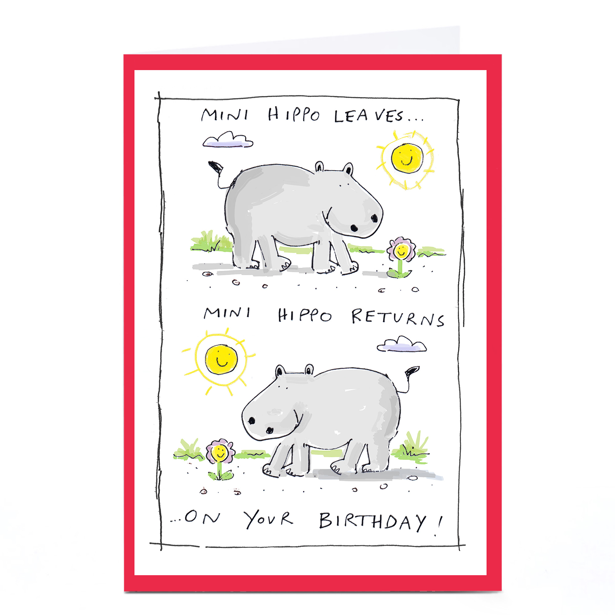 Buy Personalised Vicar Of Scribbly Card Mini Hippo Returns For GBP 2 