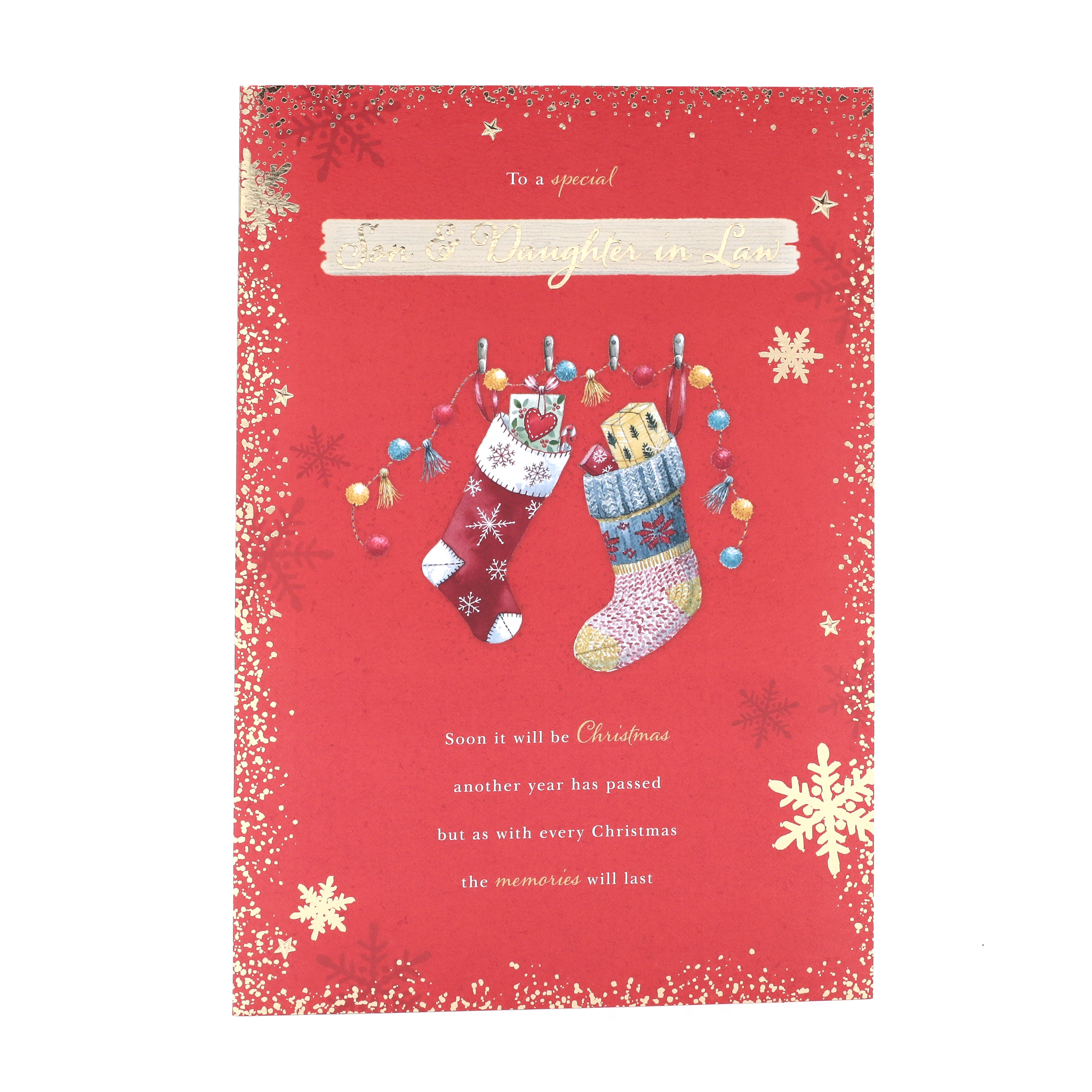 Christmas Card - Son And Daughter In Law, Traditional Christmas Stockings