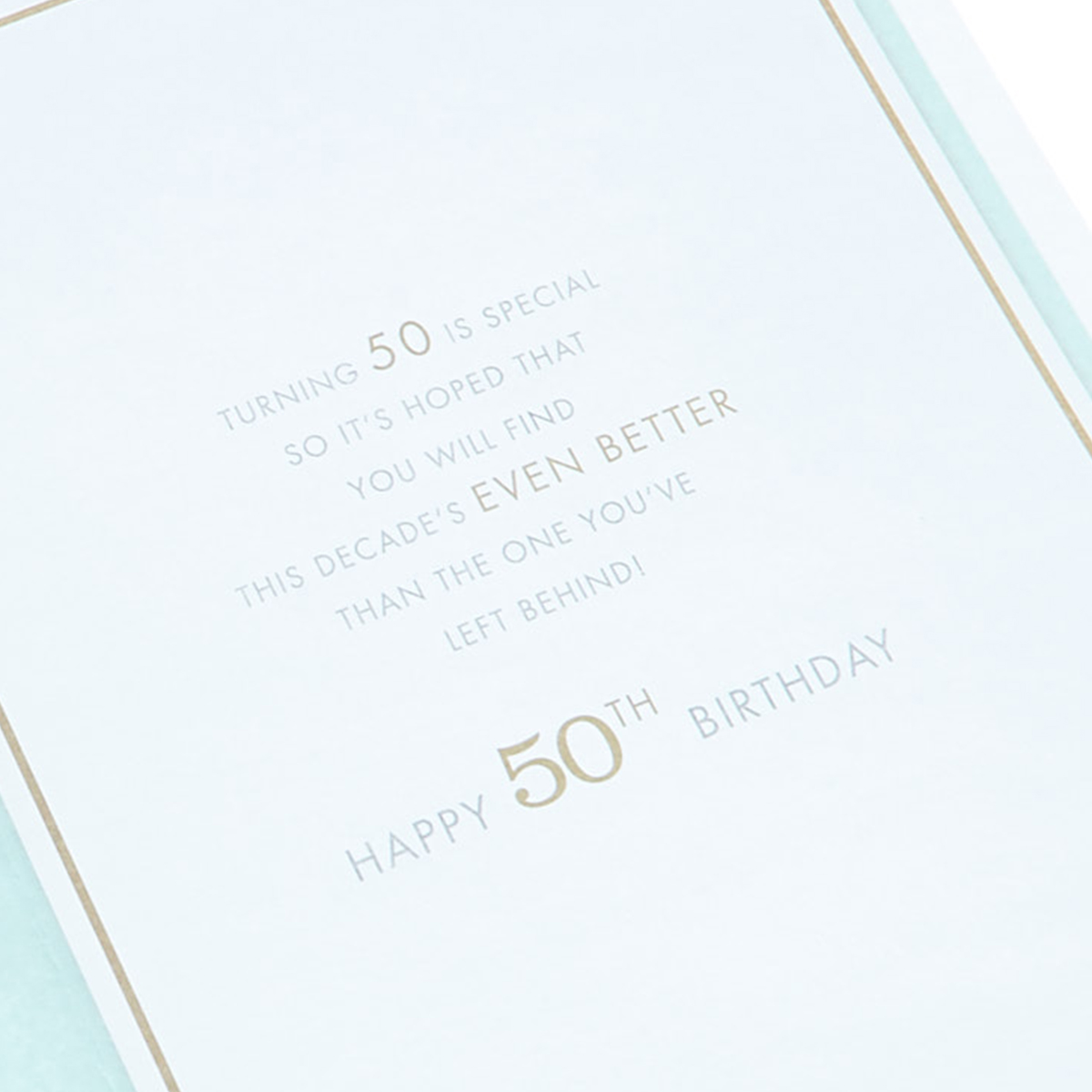 50th Birthday Card - Mint & Gold Triangles