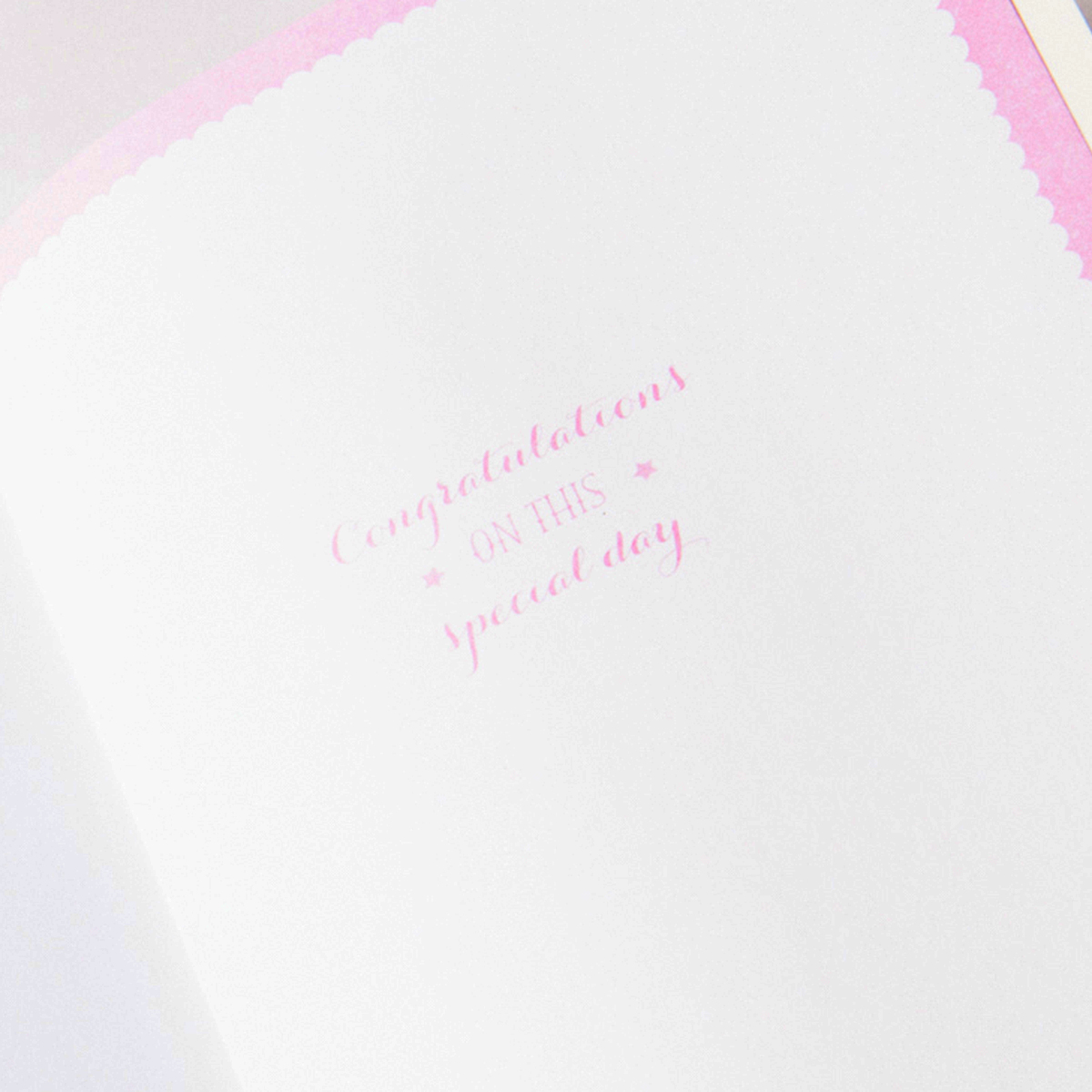 Christening Card - Pink, Blessed With Happiness 