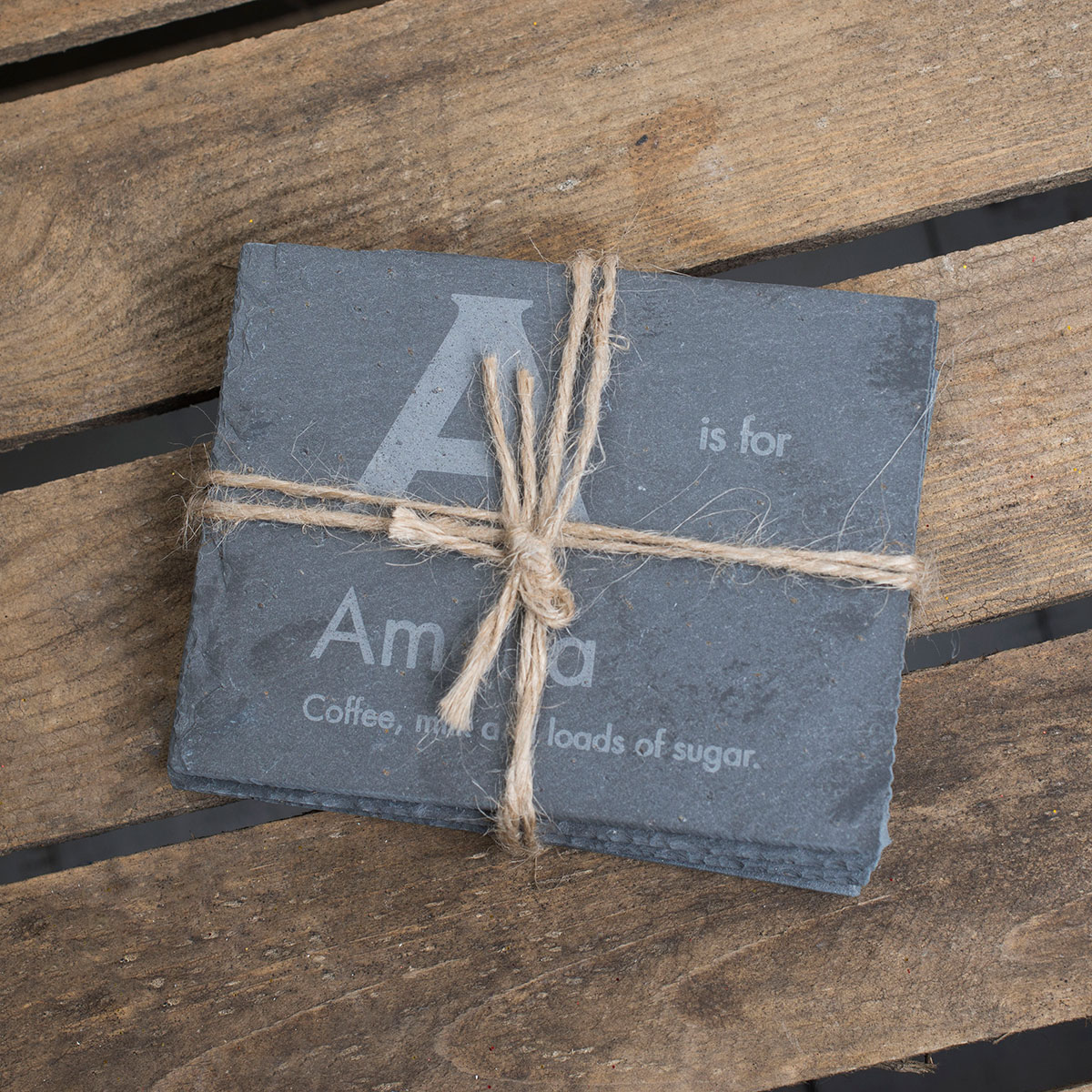 Personalised Set Of 4 Slate Coasters - Tea & Coffee Requirements