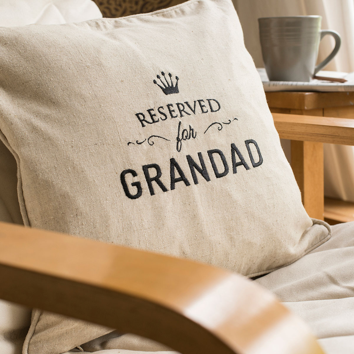 Personalised Natural Cushion - Reserved Seat