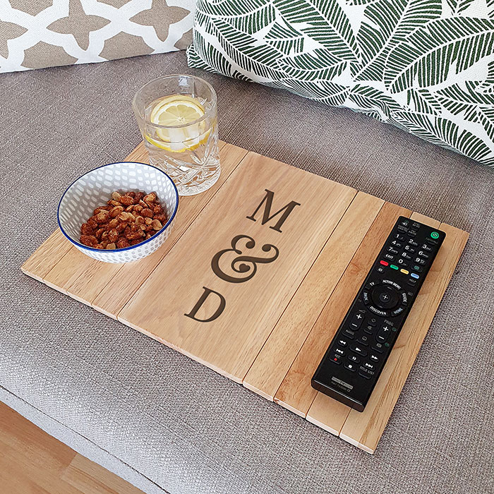 Personalised Wooden Sofa Tray - Initials