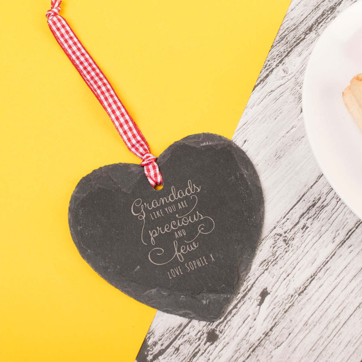 Engraved Heart-Shaped Slate Hanging Keepsake - Grandads Like You Are Precious And Few