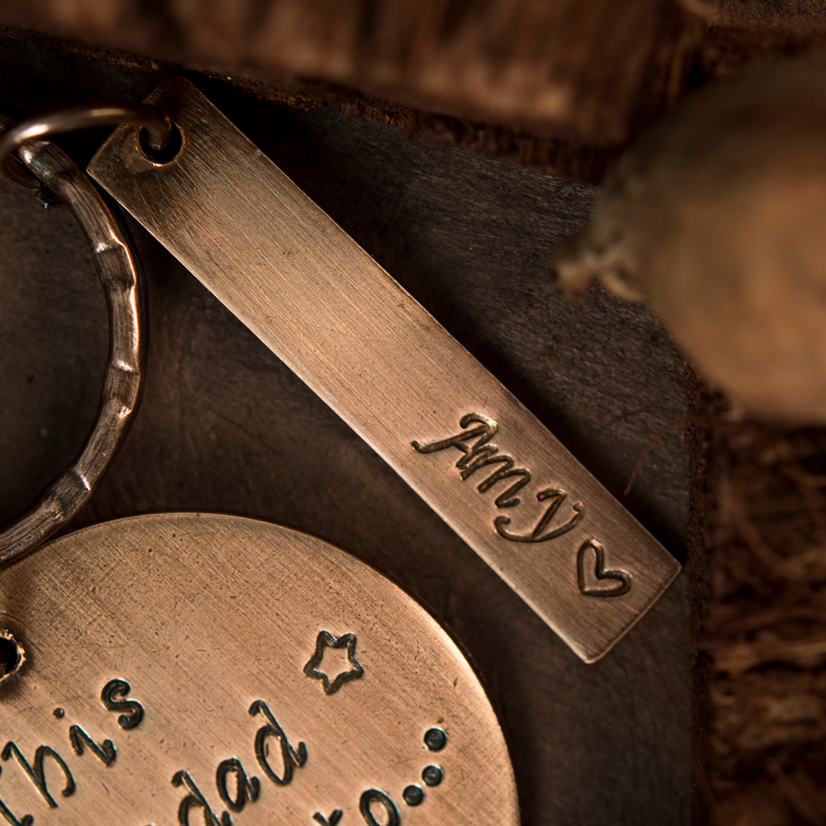 Personalised Copper Key Ring With Tags
