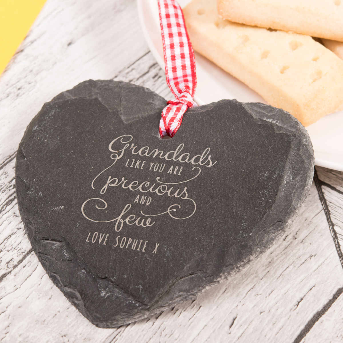 Engraved Heart-Shaped Slate Hanging Keepsake - Grandads Like You Are Precious And Few