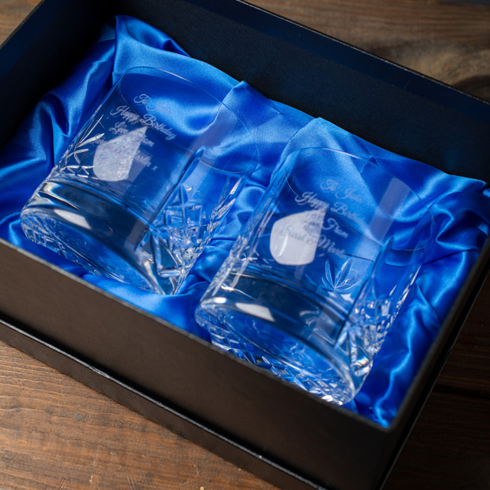 Personalised Cut Crystal Whisky Tumblers
