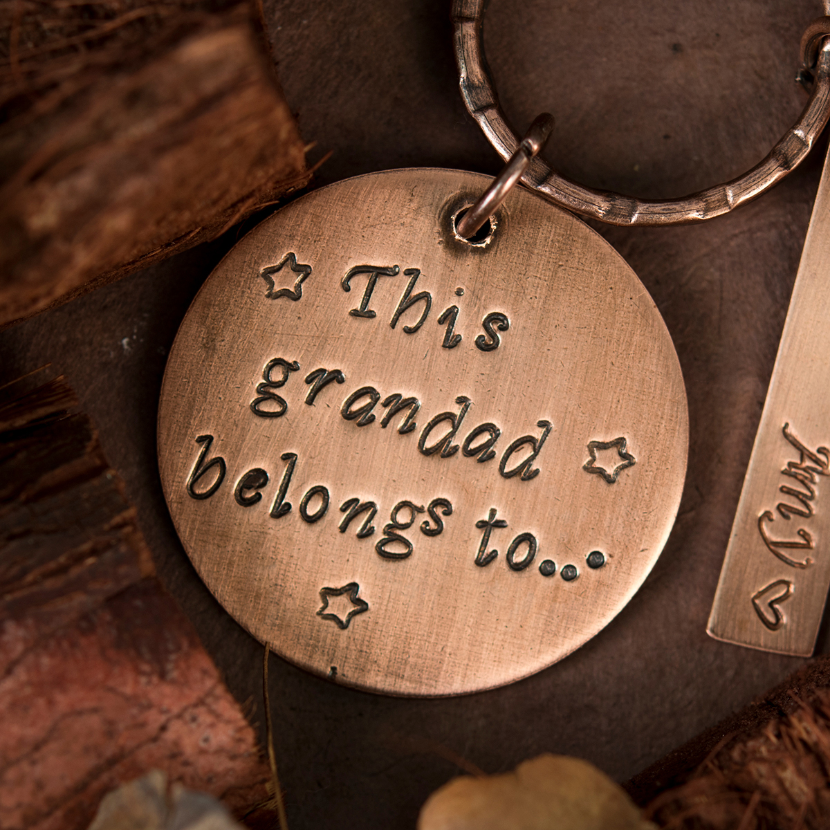 Personalised Copper Key Ring With Tags
