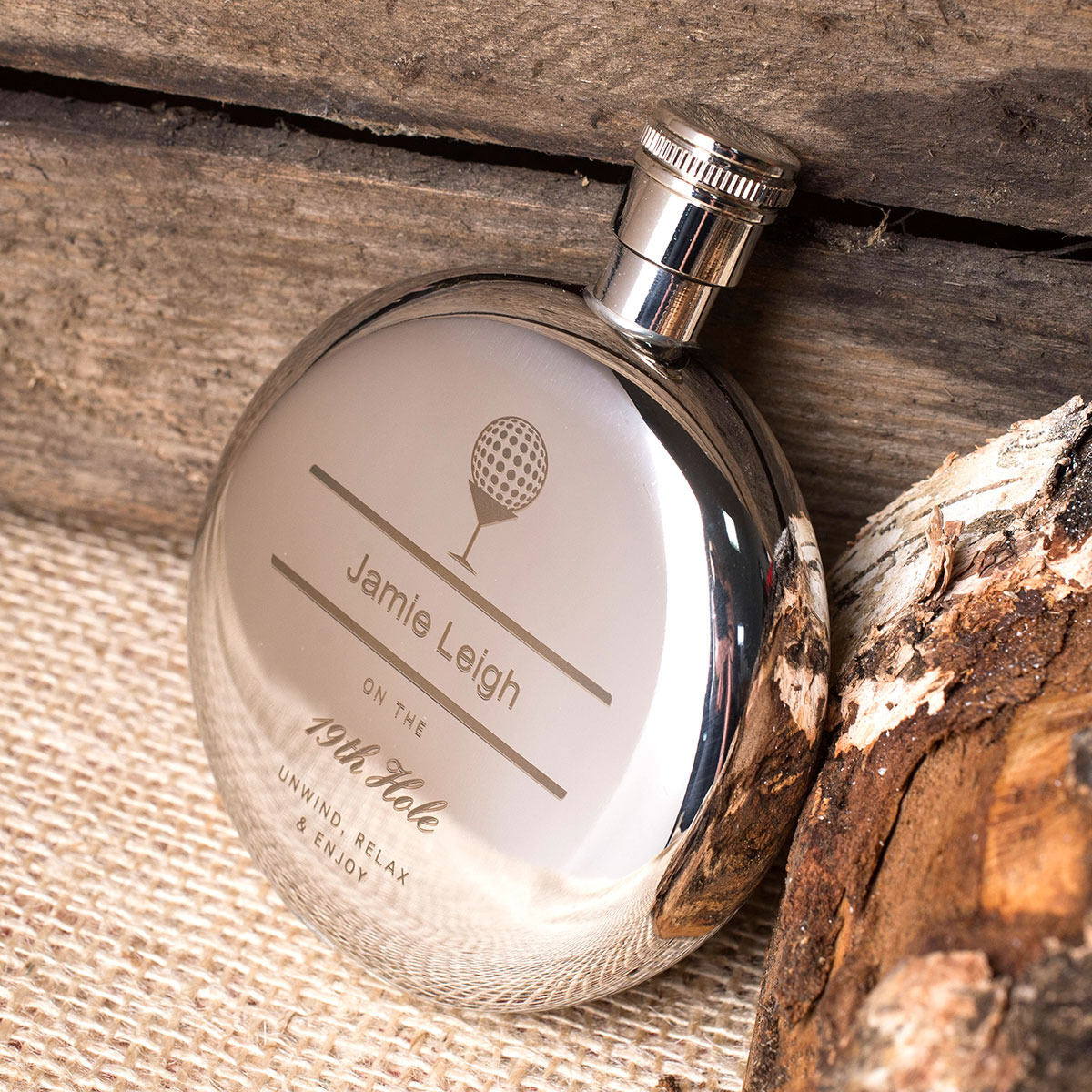 Engraved Round Hipflask - 19th Hole