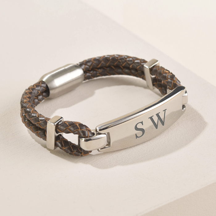 Create Your Own - Engraved Men's Leather Bracelet