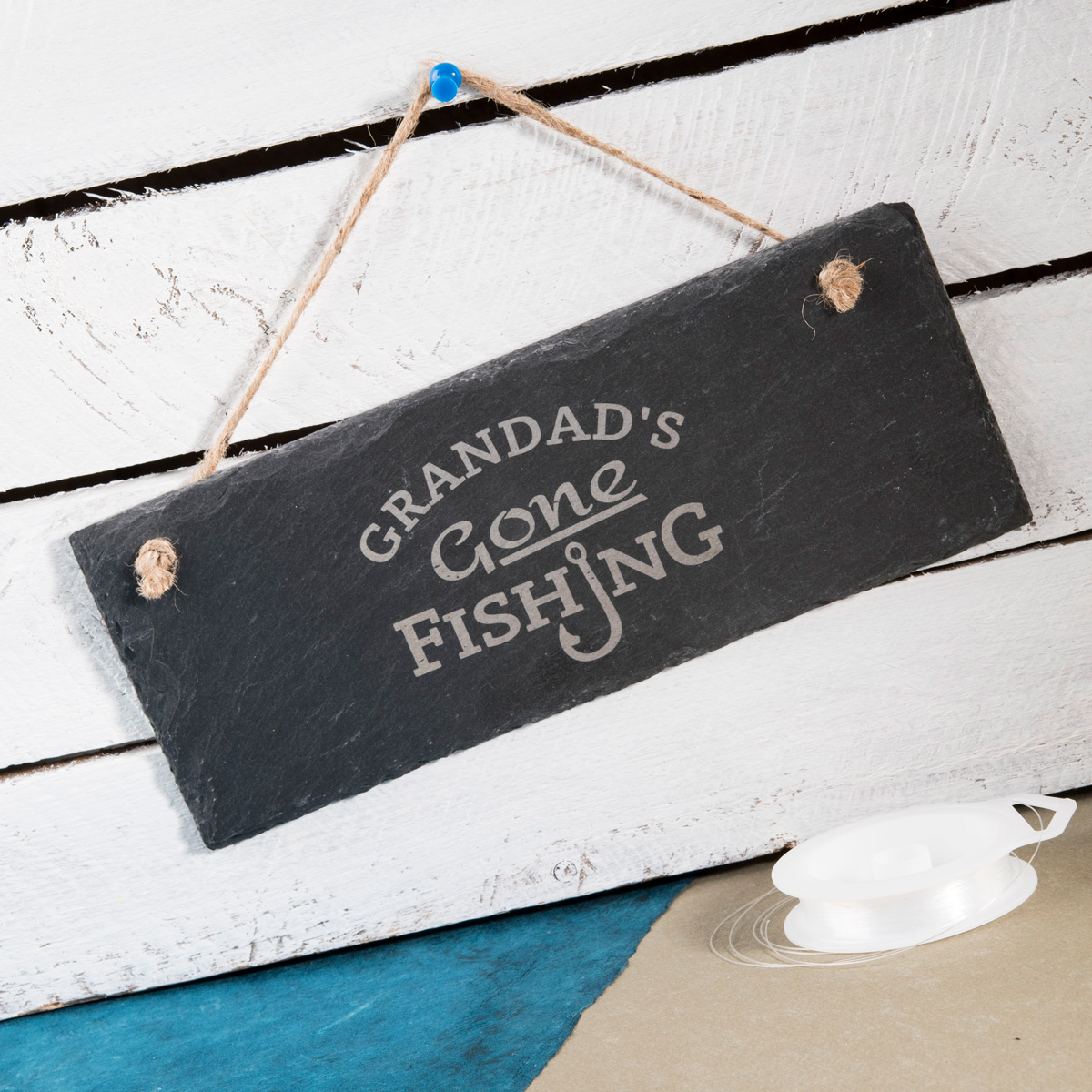 Personalised Hanging Slate Sign - Gone Fishing
