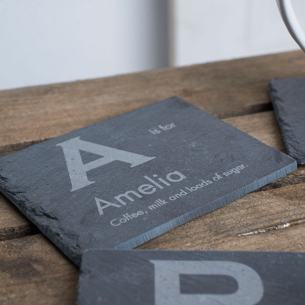 Personalised Set Of 4 Slate Coasters - Tea & Coffee Requirements